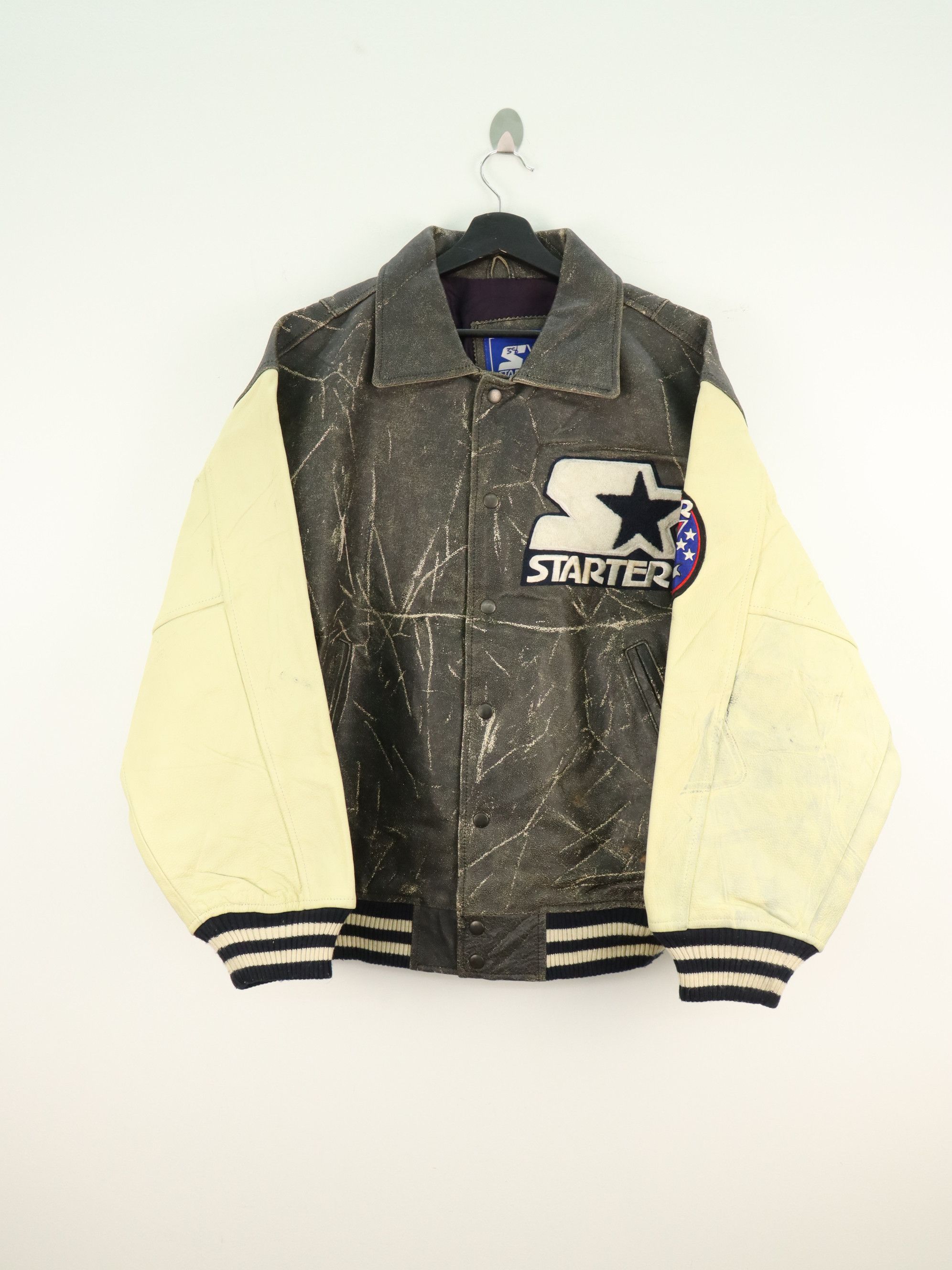 Starter WORN Vtg. Starter Symbol Of America Sports Leather Jacket Size US L / EU 52-54 / 3 - 2 Thumbnail