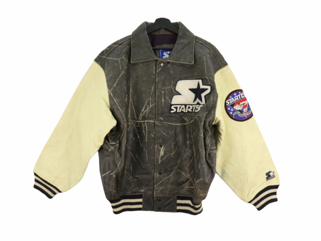 Starter WORN Vtg. Starter Symbol Of America Sports Leather Jacket Size US L / EU 52-54 / 3 - 5 Thumbnail
