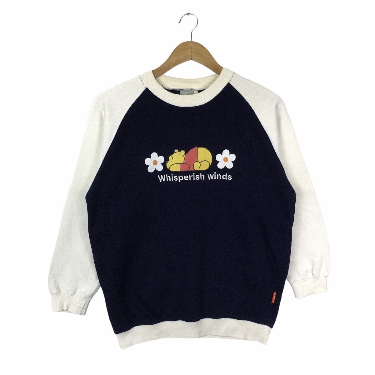 image of Cartoon Network x Disney Vintage Winnie The Pooh Disney Cartoon Sweatshirt Pullover in Blue (Size S
