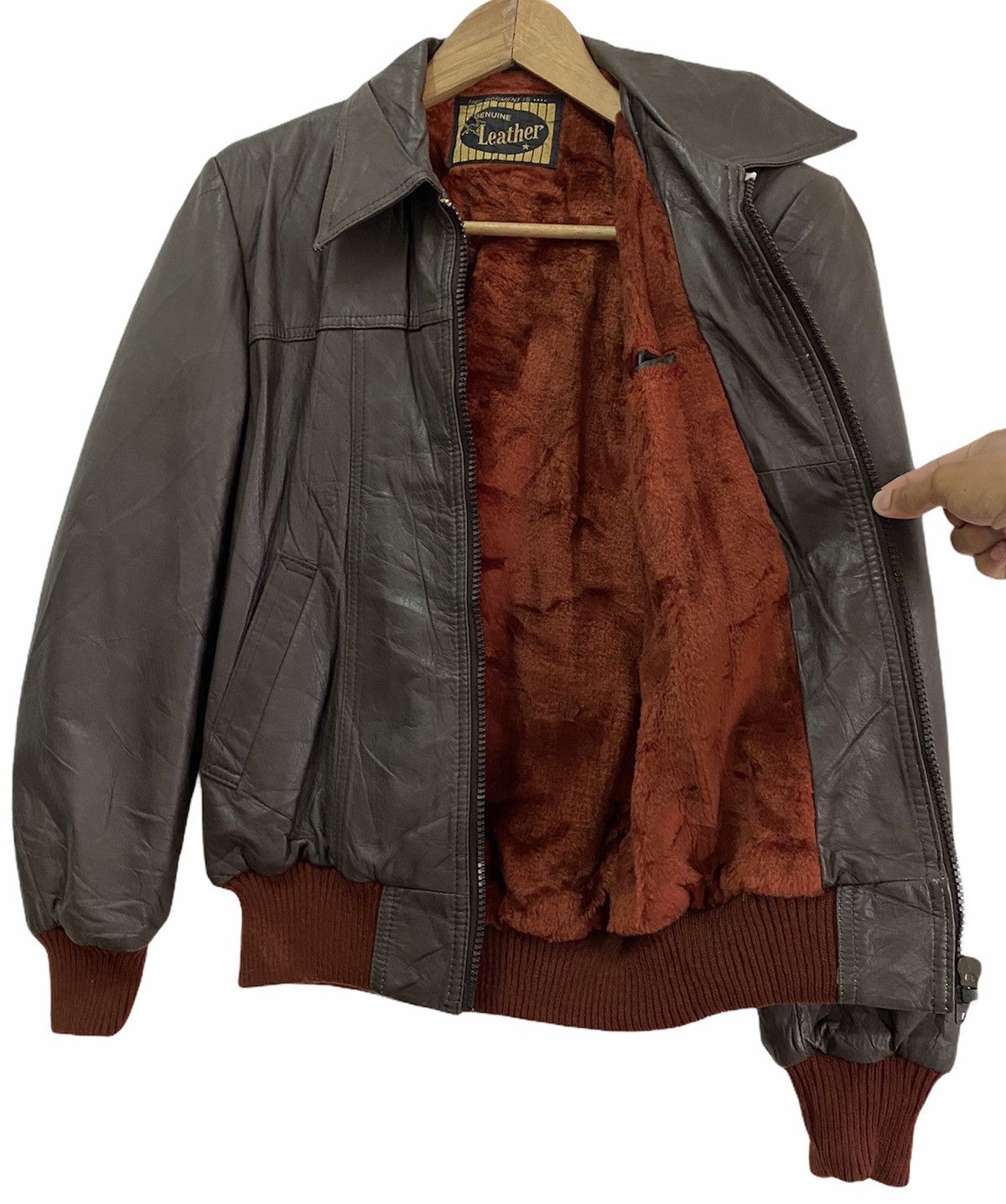 Genuine Leather VINTAGE 80s GENUINE LEATHER JACKET INSPIRED SCHOTT Size US S / EU 44-46 / 1 - 2 Thumbnail
