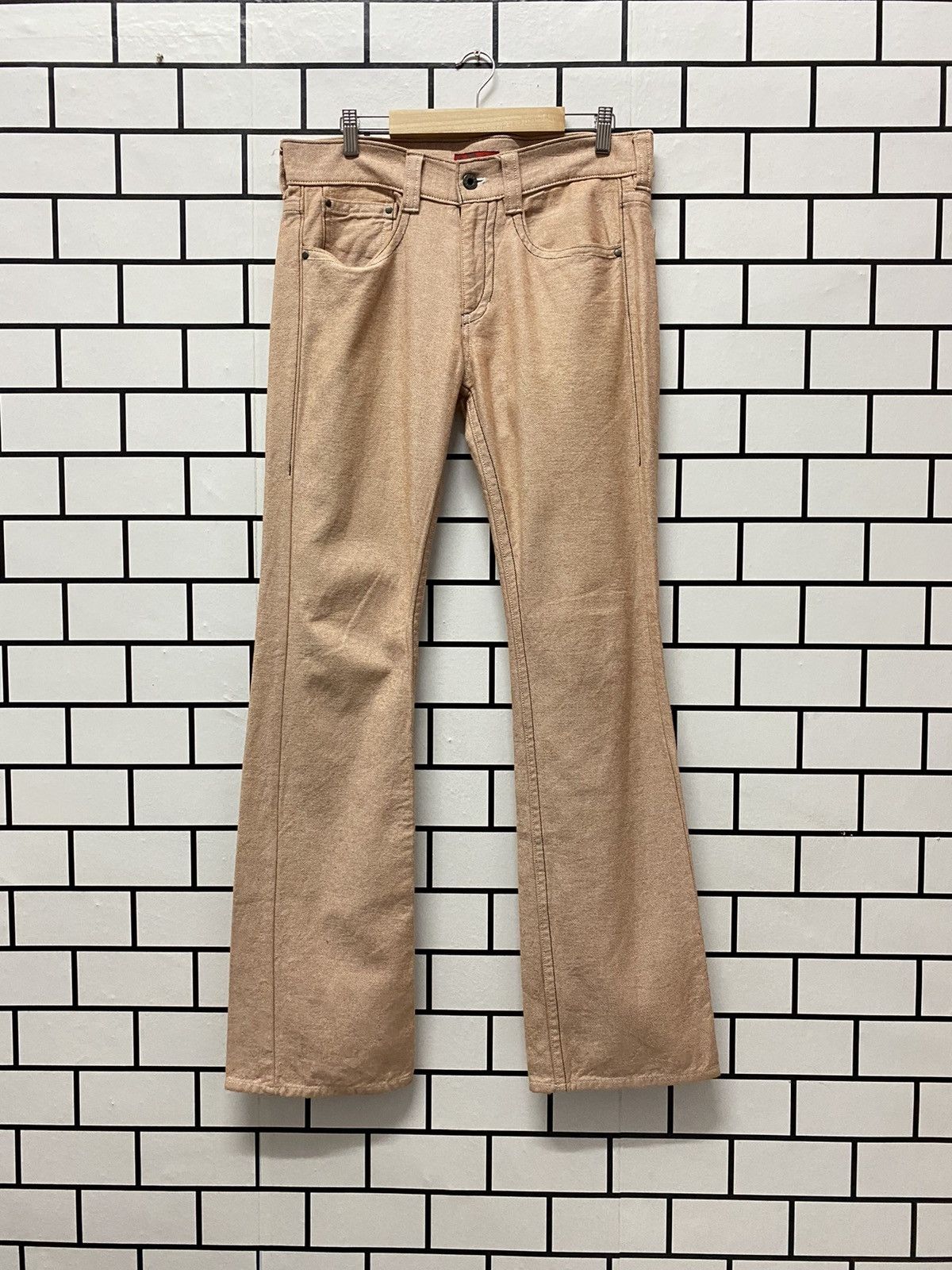 image of Designer 291295=Homme Japan Big Tab Flared Pants in Soft Peach, Men's (Size 32)