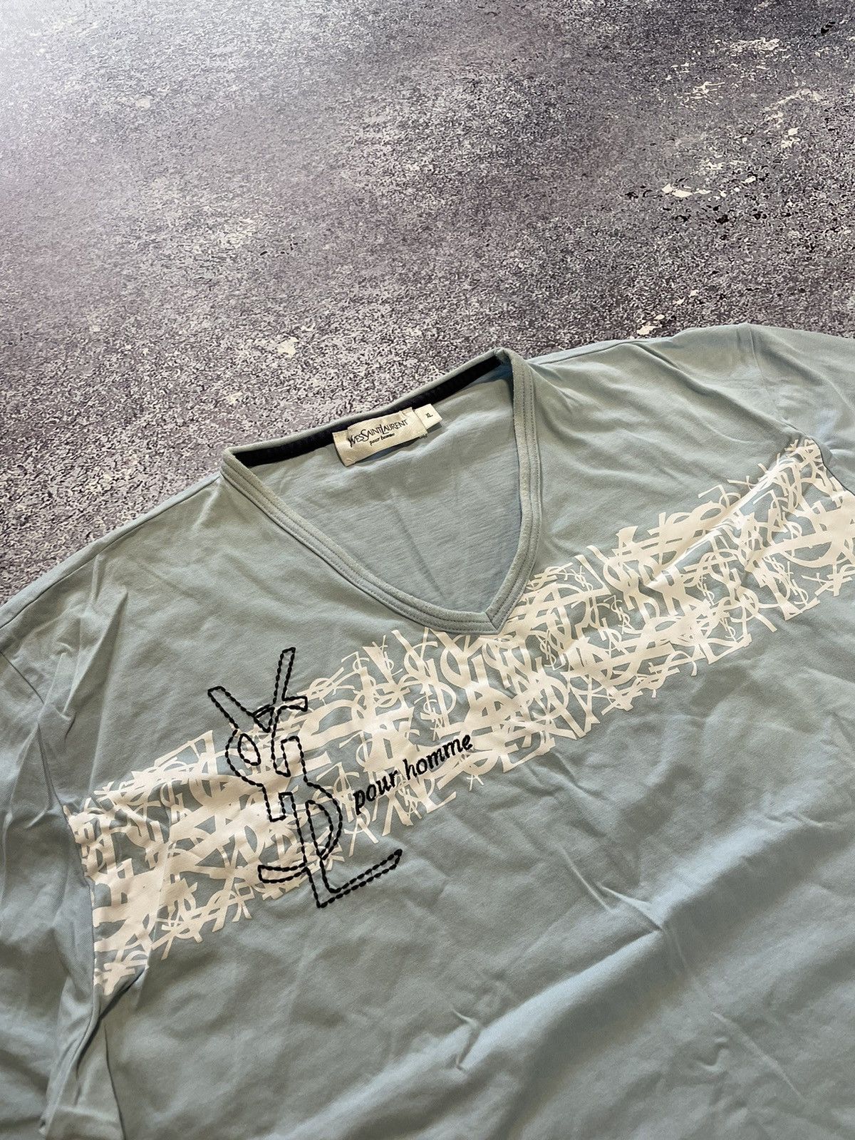 Vintage × Yves Saint Laurent Yves Saint Laurent Tee Pour Homme Vintage Size US XL / EU 56 / 4 - 2 Thumbnail