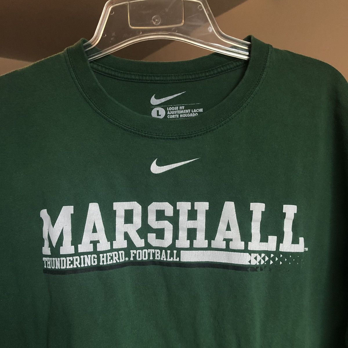 Nike Vintage Nike Marshall University Center Swoosh Football Tee Size US L / EU 52-54 / 3 - 1 Thumbnail