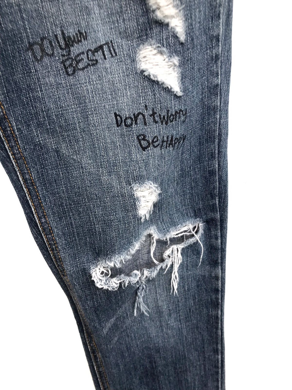 20471120 × Beauty Beast × Japanese Brand Distressed Blue Poem Jeans Slim Fit Size US 28 / EU 44 - 5 Thumbnail