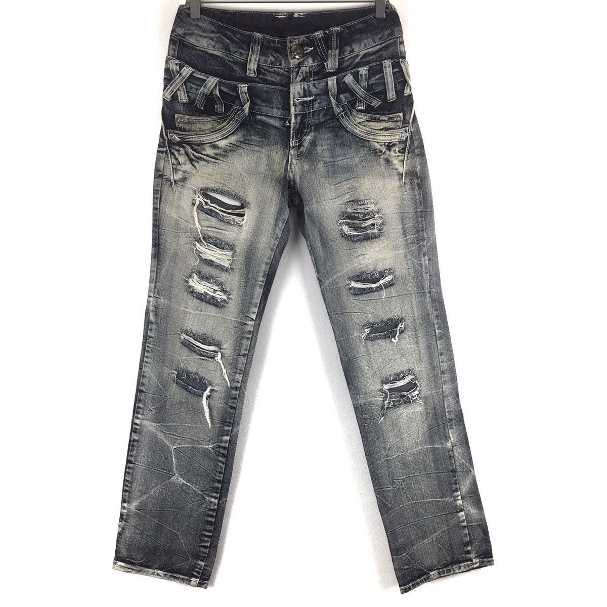 Japanese Brand Japanese denim Double waist distressed jeans Size US 30 / EU 46 - 1 Thumbnail