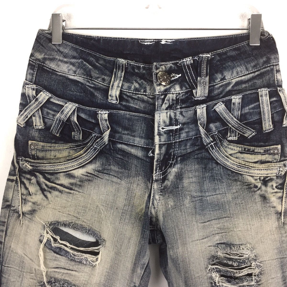 Japanese Brand Japanese denim Double waist distressed jeans Size US 30 / EU 46 - 3 Thumbnail