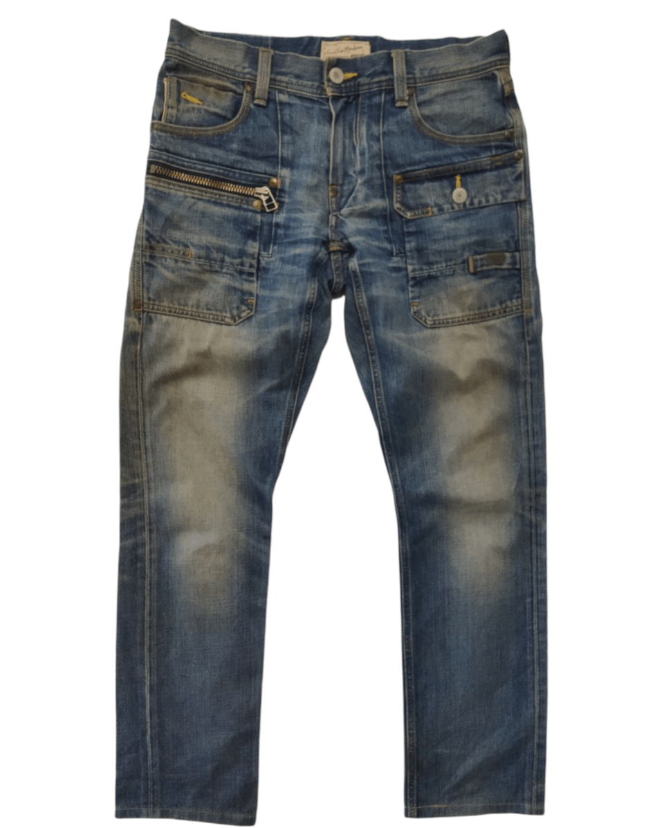 image of avirex Ltd Armed Force Manufacturer Distressed Jeans in Blue Distressed, Men's (Size 34)