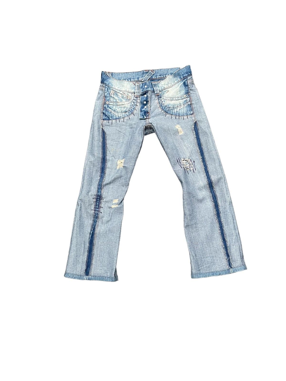 Japanese Brand Rare Reverseable Custom Distresed Denim Size 34" / US 12 / IT 48 - 13 Thumbnail