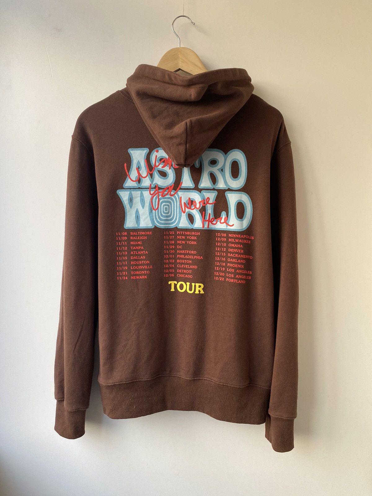 image of Band Tees x Tour Tee Travis Scott Astroworld Sicko Mode Hoodie Brown, Men's (Size Large)