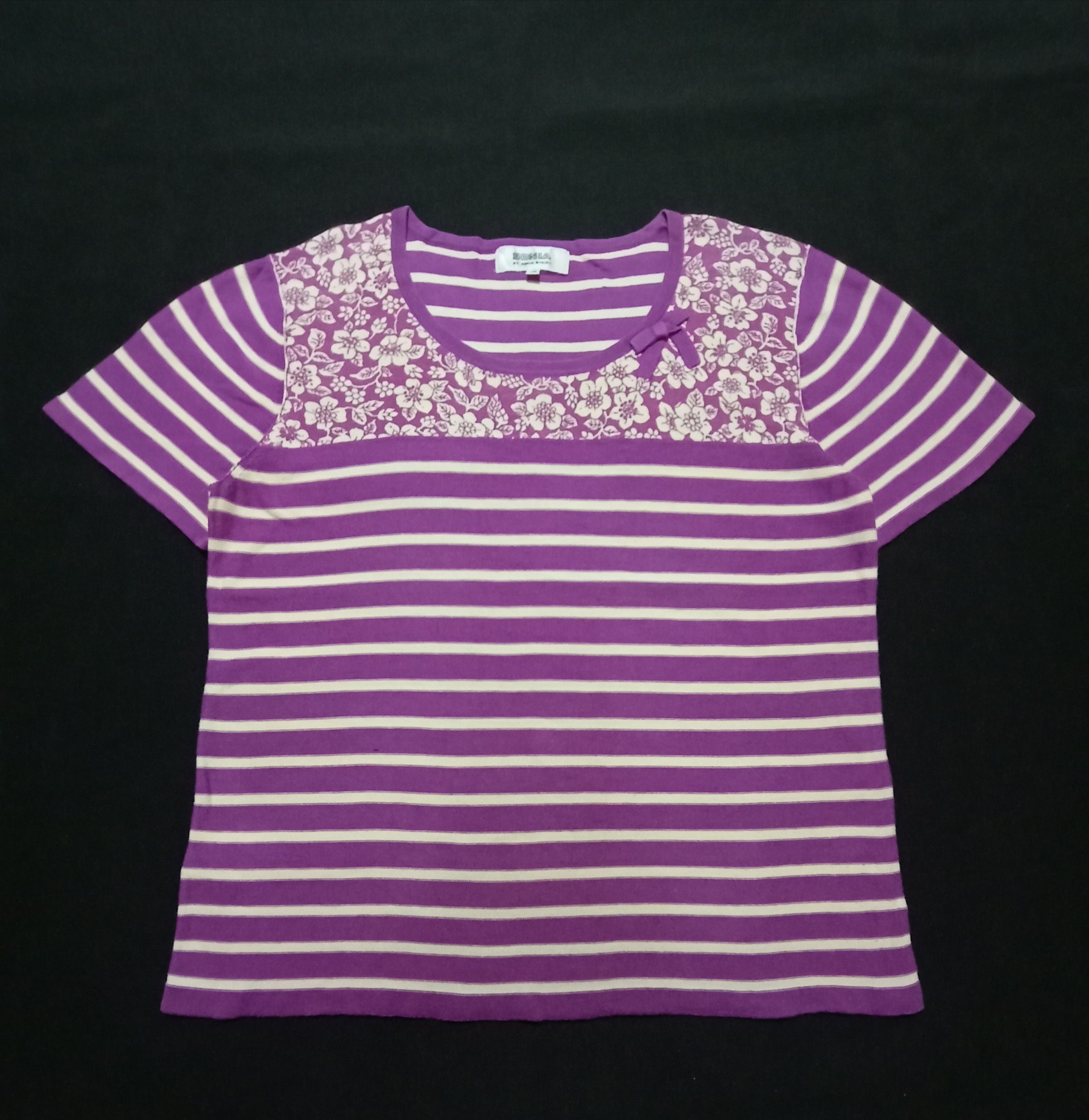 Sonia Rykiel Sonia Rykiel Shirt With Ribbon Bow Purple Tee Striped Size S / US 4 / IT 40 - 1 Thumbnail
