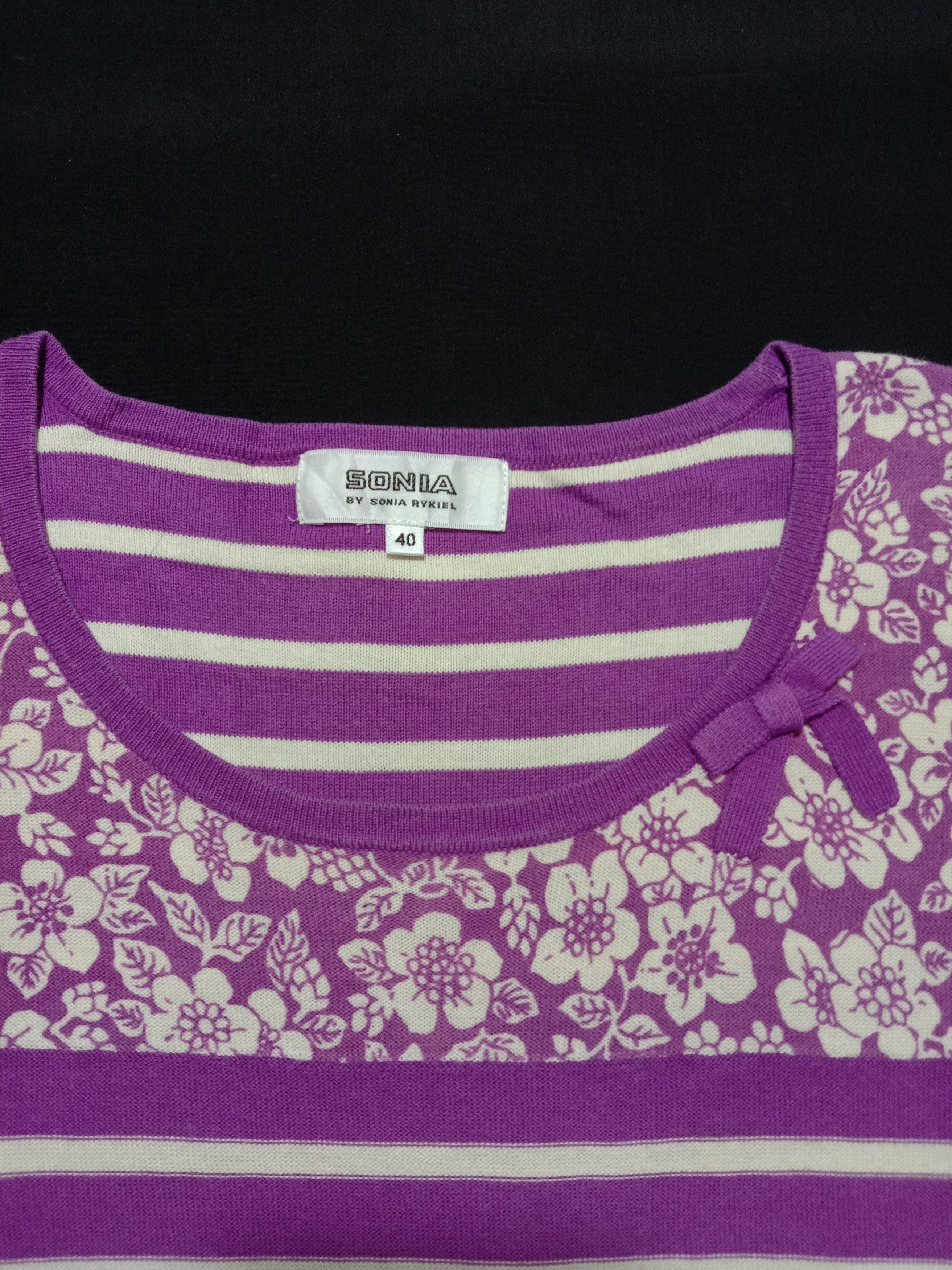 Sonia Rykiel Sonia Rykiel Shirt With Ribbon Bow Purple Tee Striped Size S / US 4 / IT 40 - 2 Thumbnail