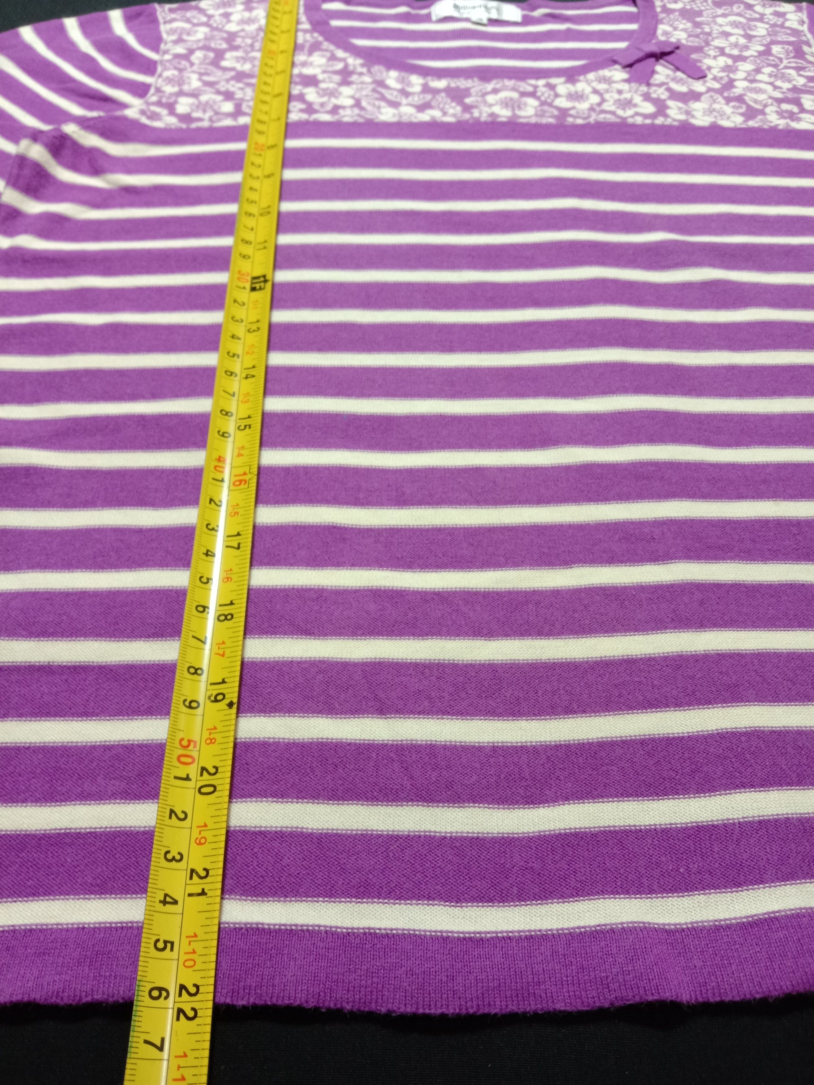 Sonia Rykiel Sonia Rykiel Shirt With Ribbon Bow Purple Tee Striped Size S / US 4 / IT 40 - 6 Thumbnail