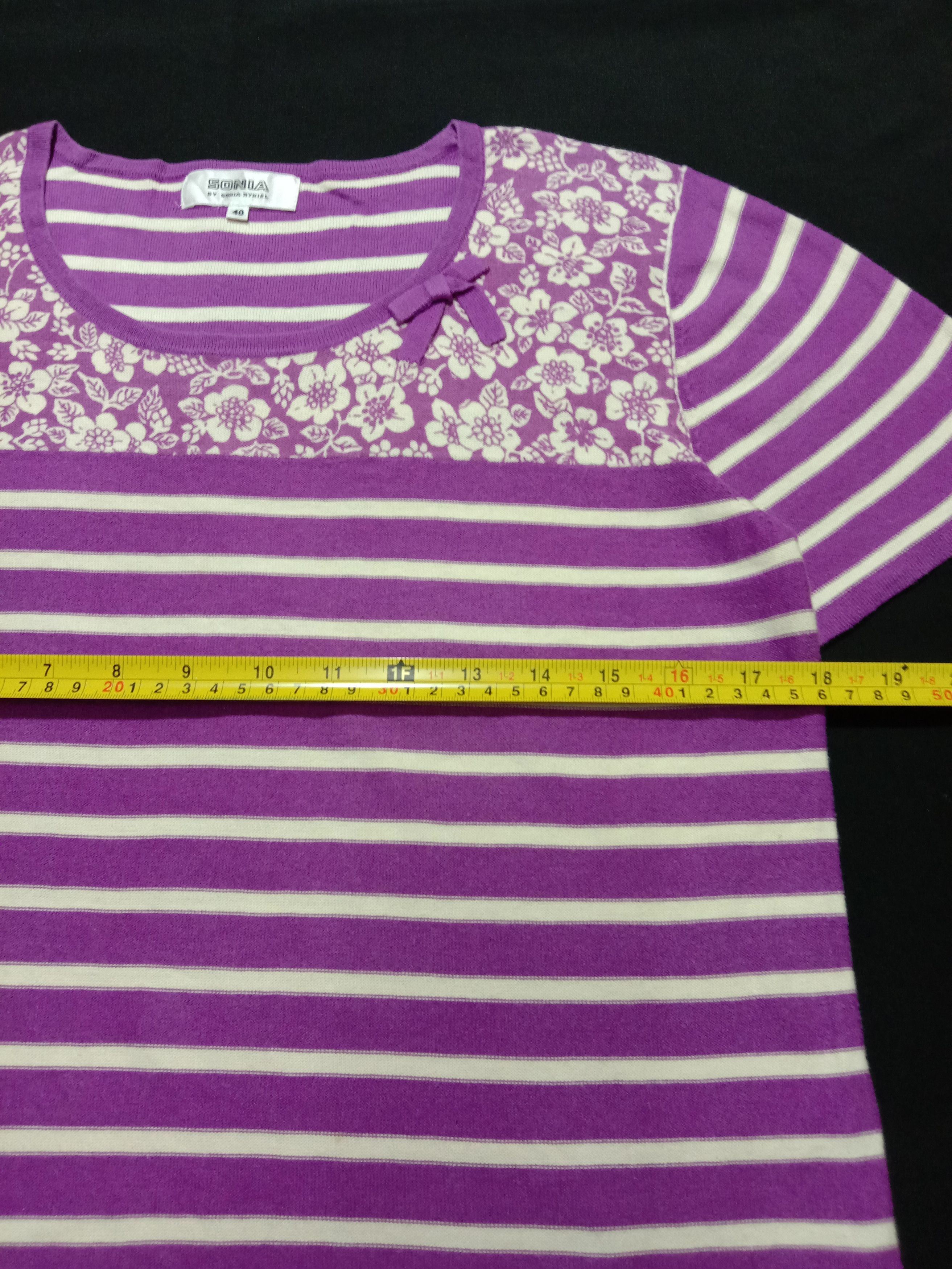 Sonia Rykiel Sonia Rykiel Shirt With Ribbon Bow Purple Tee Striped Size S / US 4 / IT 40 - 5 Thumbnail