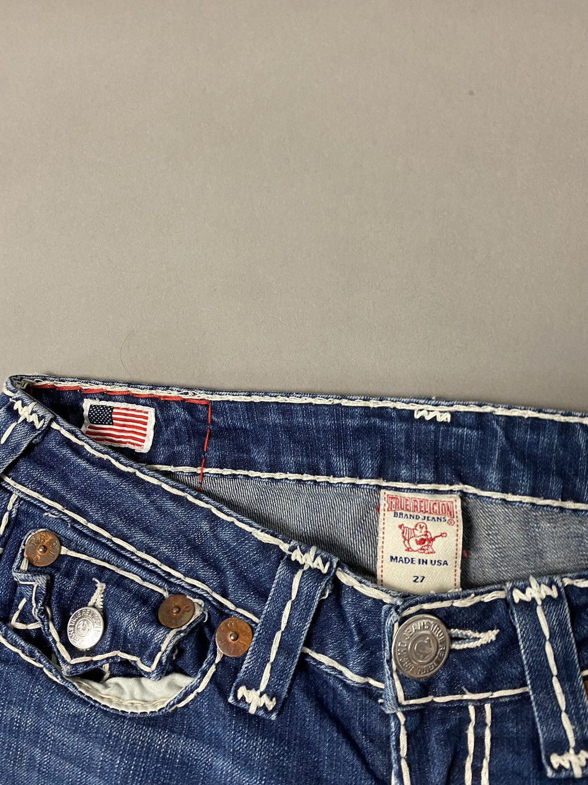 True Religion × Vintage True Religion vintage navy blue made in USA white stitching Size US 27 - 7 Thumbnail