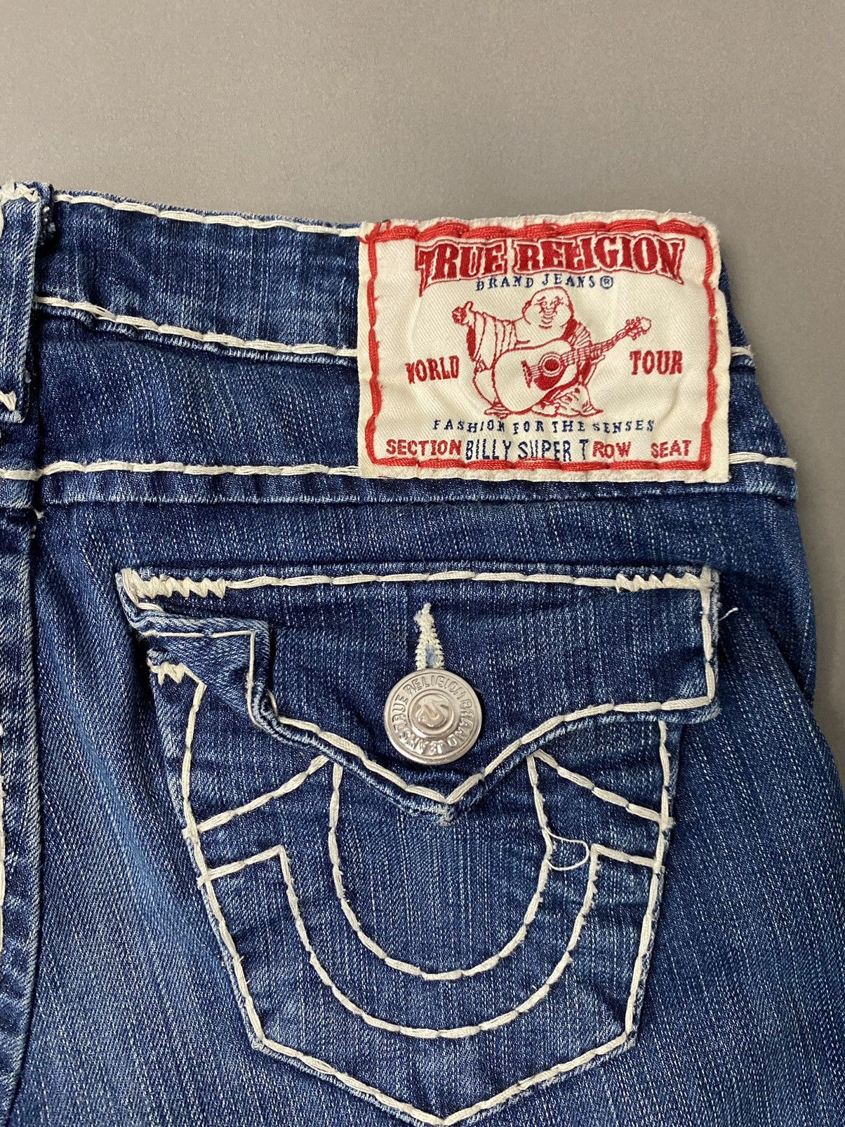 True Religion × Vintage True Religion vintage navy blue made in USA white stitching Size US 27 - 3 Thumbnail