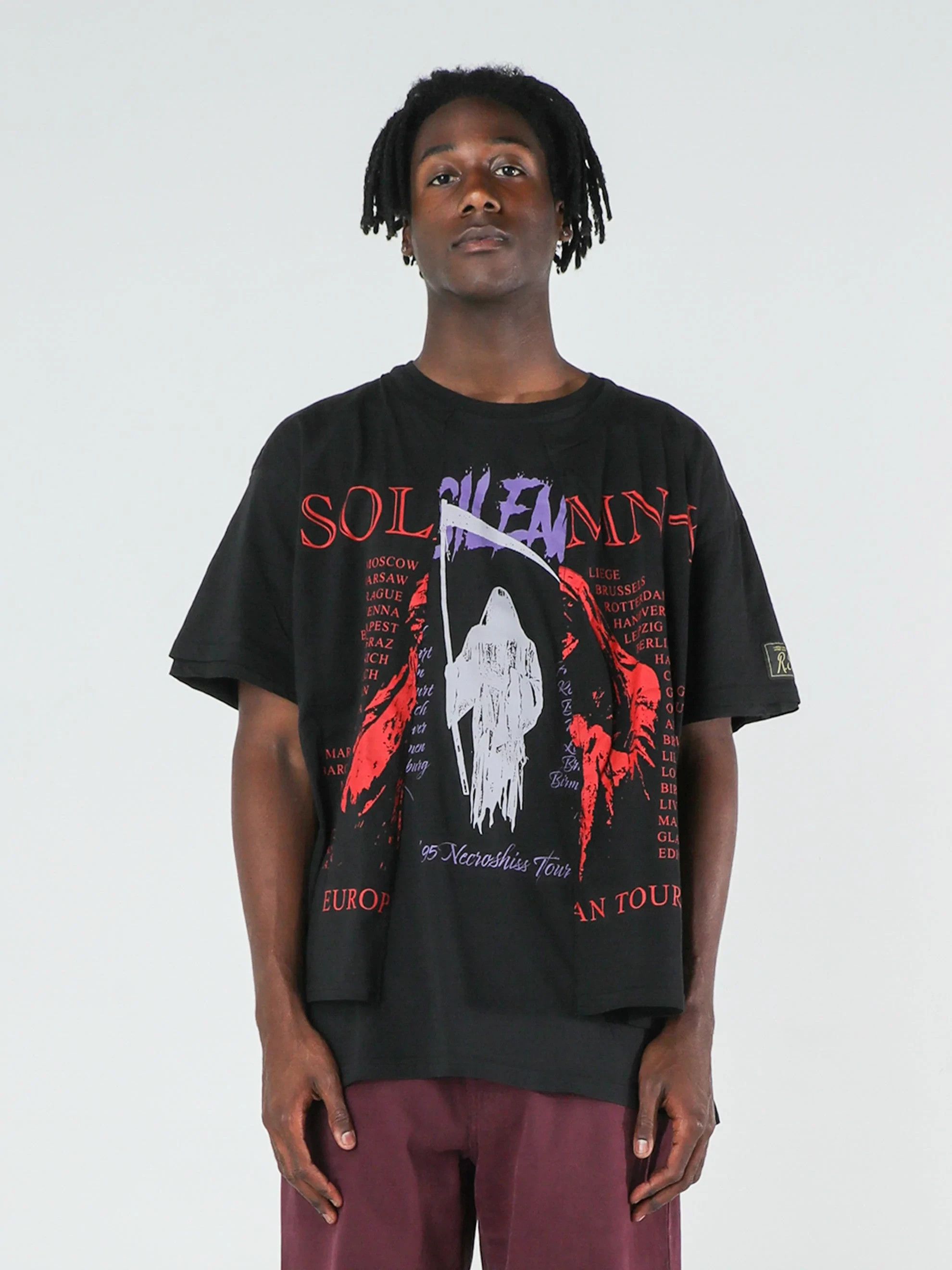 RAF SIMONS SOLEMN-X Tシャツ Raf Simons Solemn-x Big Fit Double T-shirt In Black | ModeSens