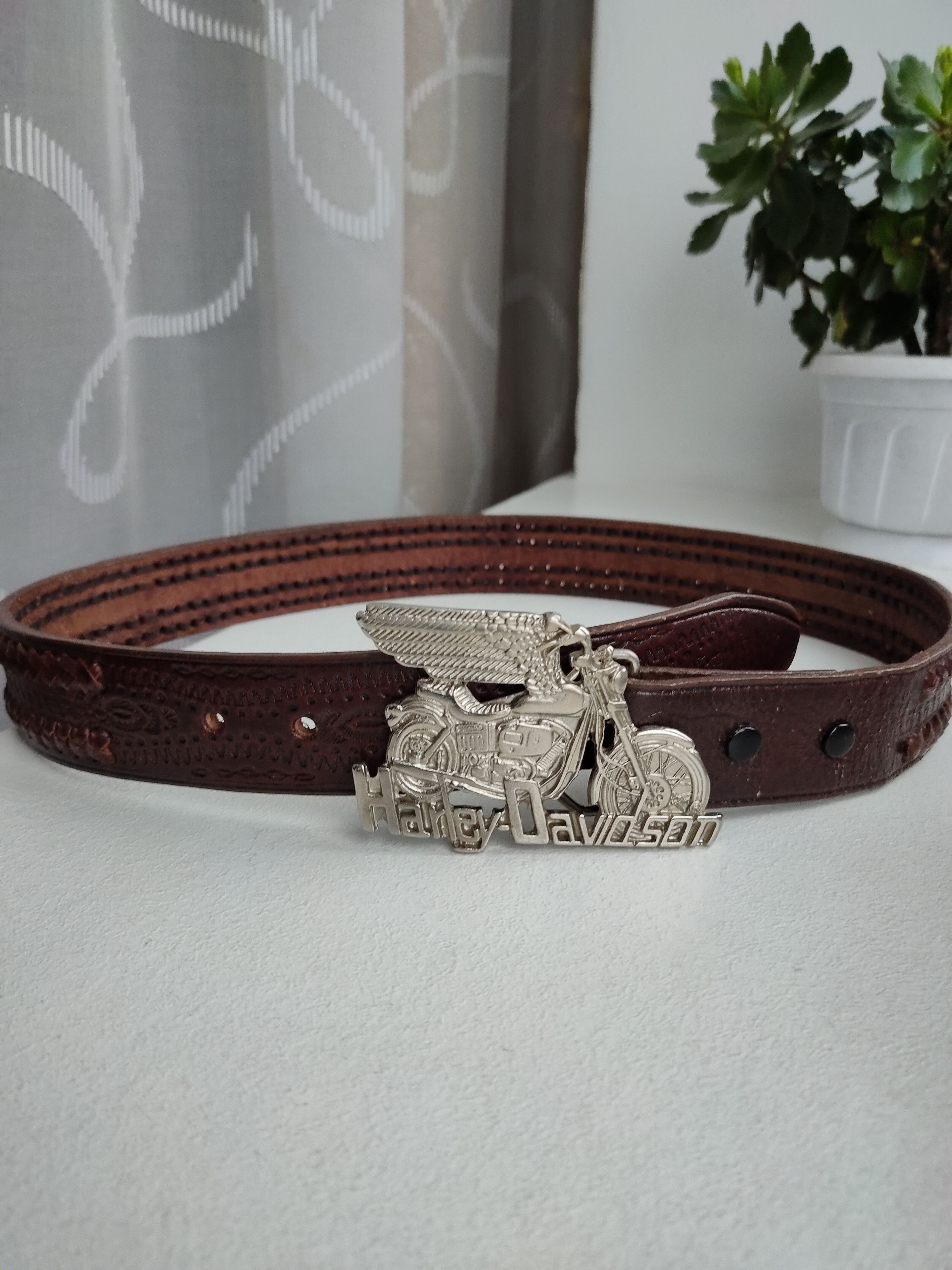 Harley Davidson Harley Davidson leather belt buckle HD motorcycle racing Size ONE SIZE - 1 Thumbnail
