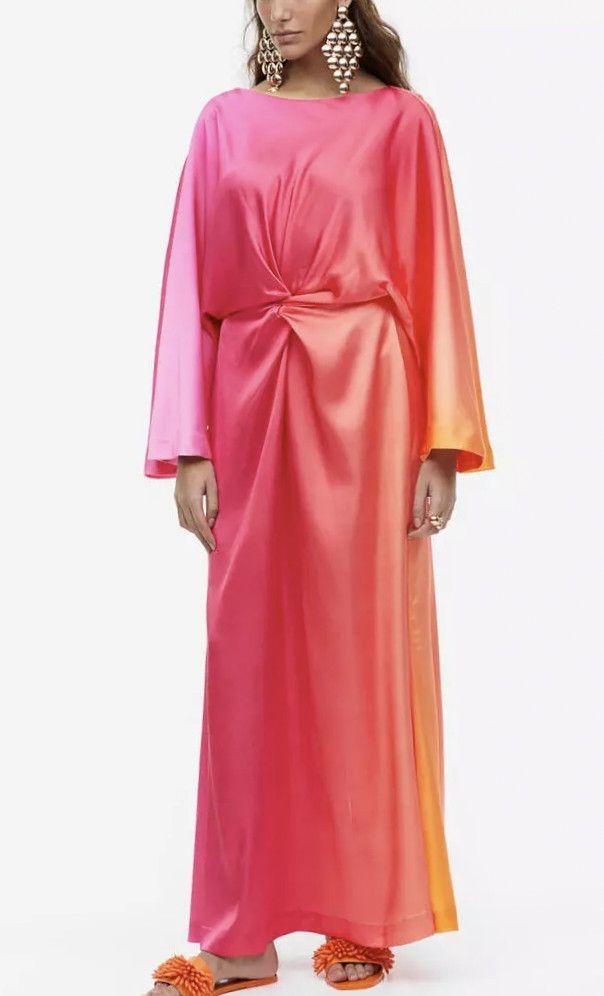pink satin dress h&m H&M Hot Pink Magenta Size 4 Satin Dress