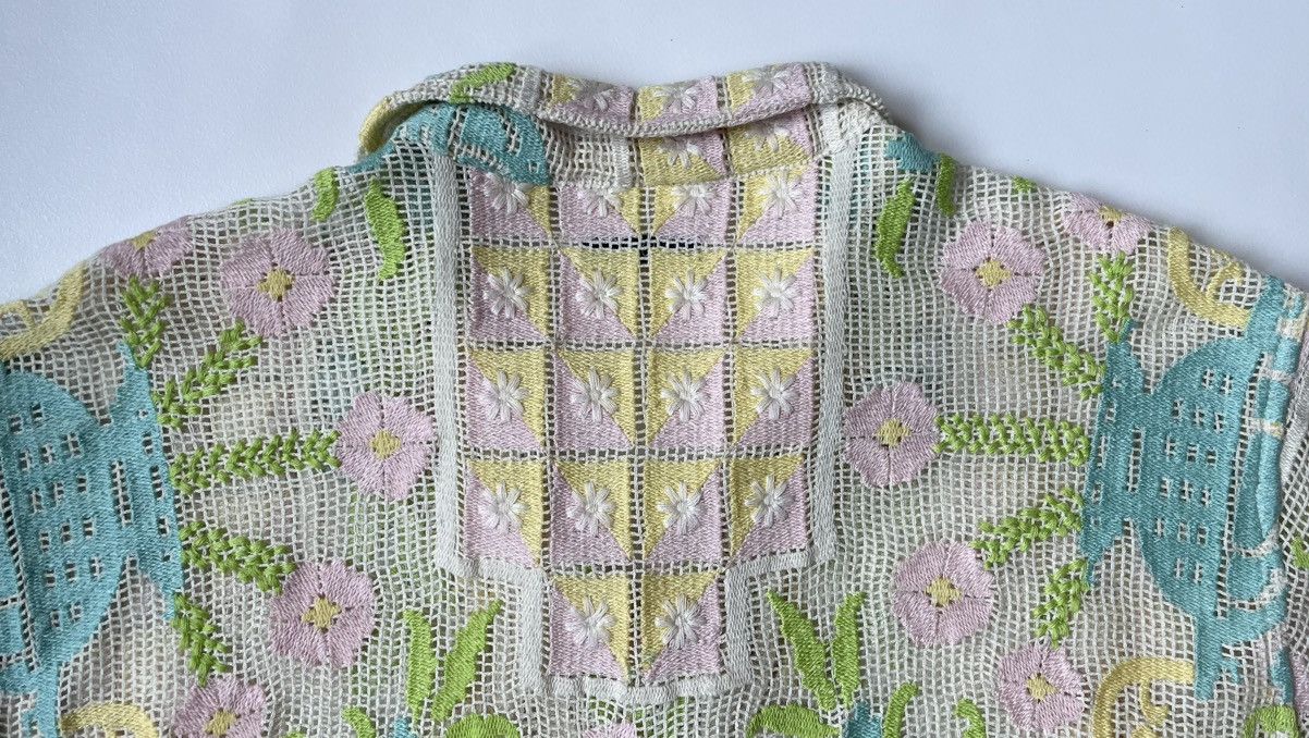 Bode ‘Floral Embroidered’ Cotton Mesh Shirt Size US S / EU 44-46 / 1 - 14 Thumbnail