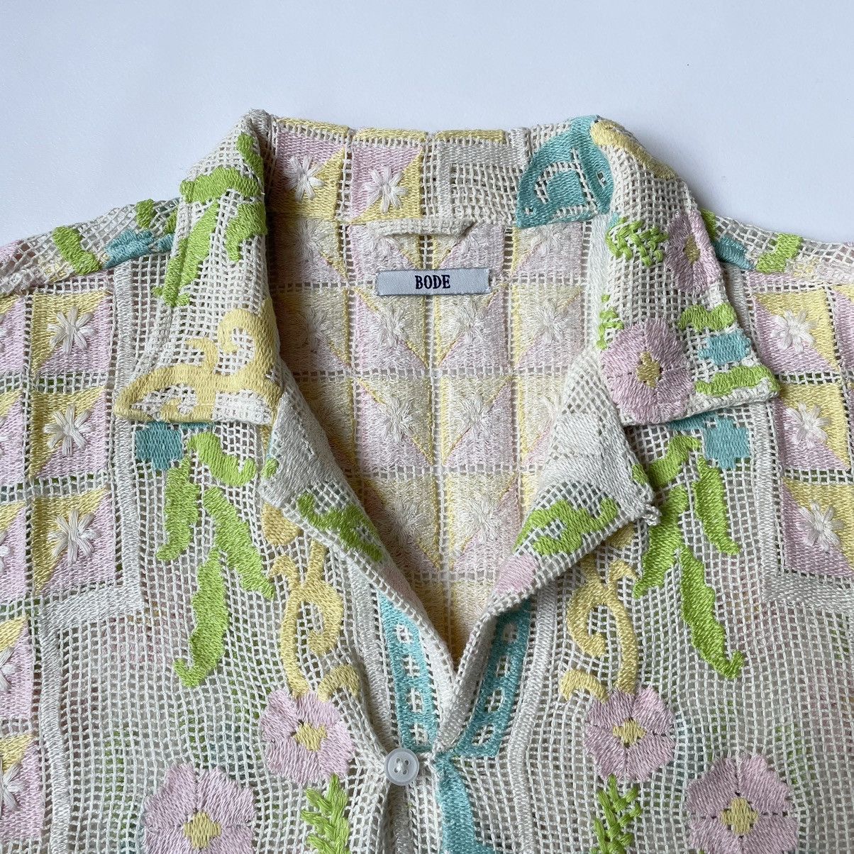 Bode ‘Floral Embroidered’ Cotton Mesh Shirt Size US S / EU 44-46 / 1 - 3 Thumbnail