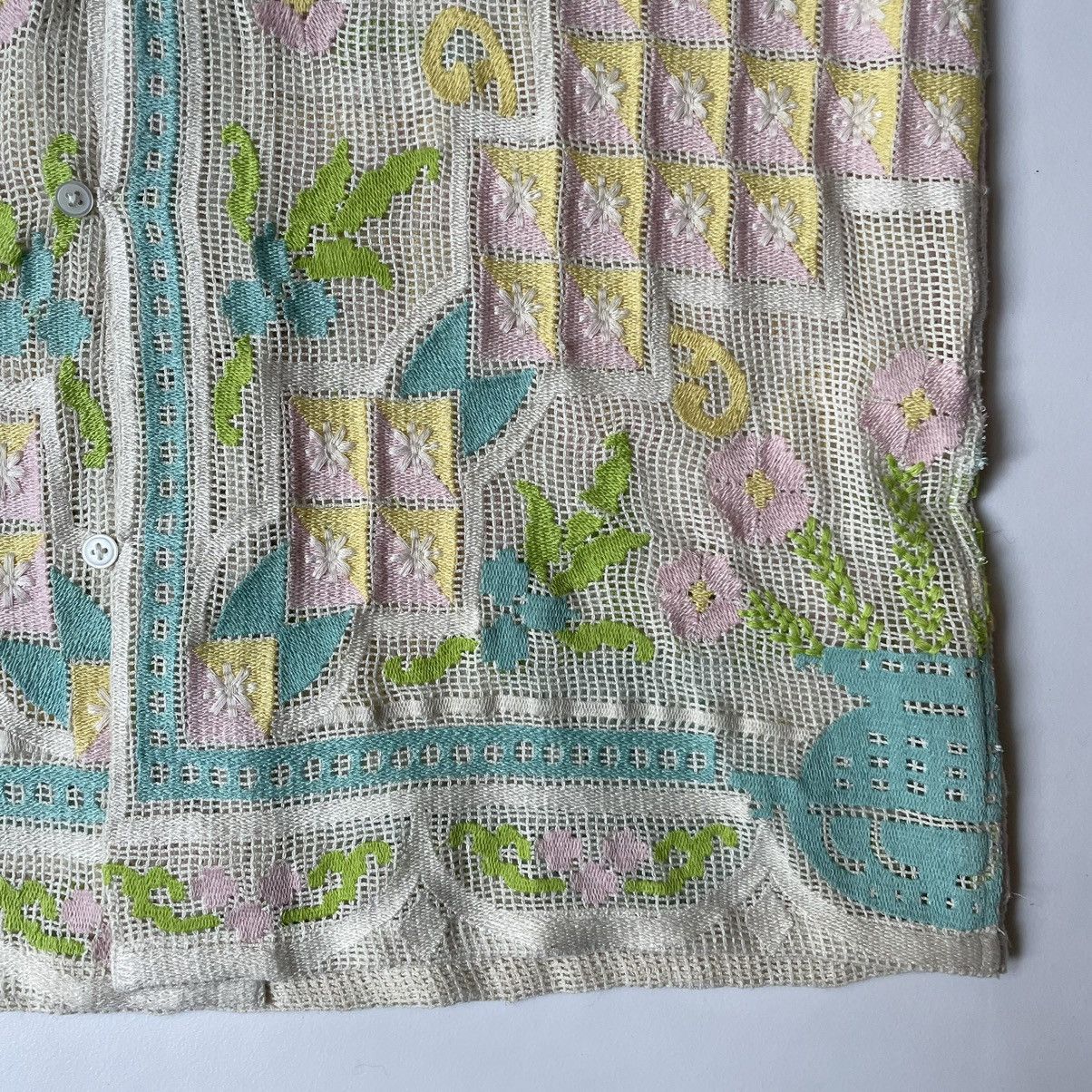 Bode ‘Floral Embroidered’ Cotton Mesh Shirt Size US S / EU 44-46 / 1 - 8 Thumbnail