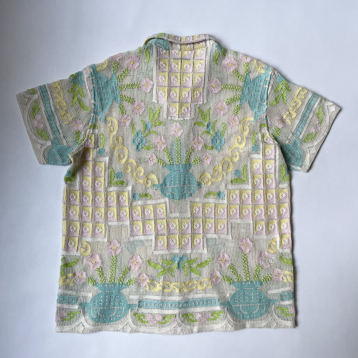 Bode ‘Floral Embroidered’ Cotton Mesh Shirt Size US S / EU 44-46 / 1 - 12 Thumbnail