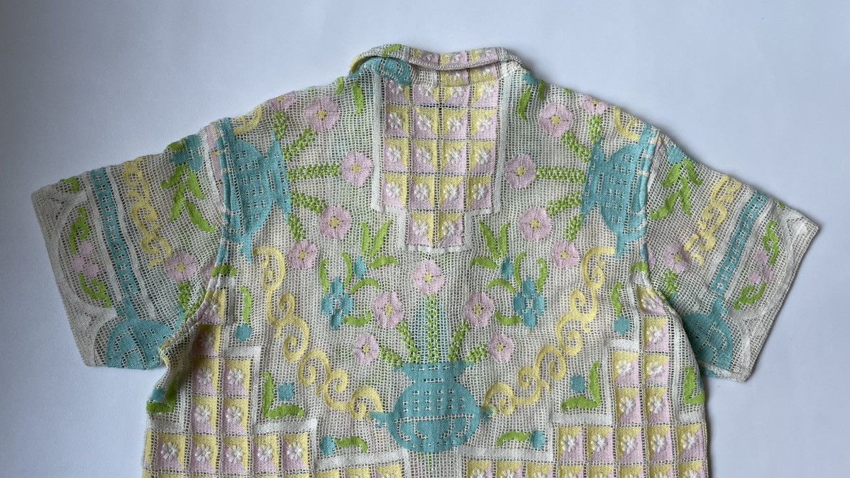 Bode ‘Floral Embroidered’ Cotton Mesh Shirt Size US S / EU 44-46 / 1 - 13 Thumbnail