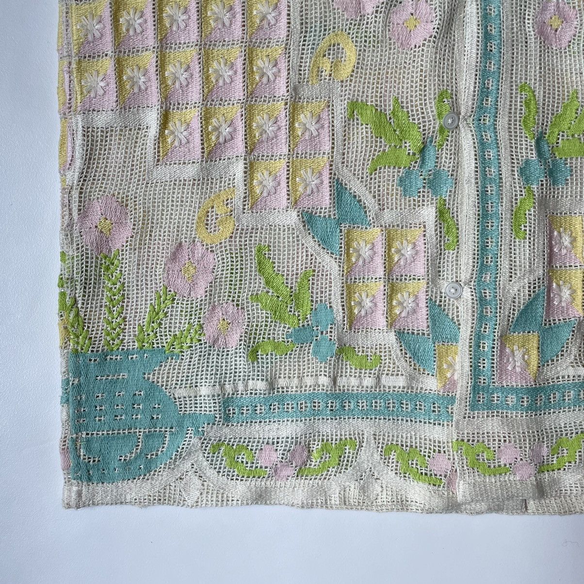 Bode ‘Floral Embroidered’ Cotton Mesh Shirt Size US S / EU 44-46 / 1 - 9 Thumbnail