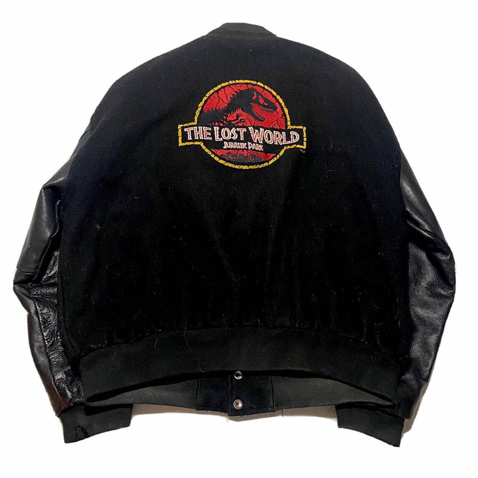 Vintage Jurassic Park Jacket Leather Bomber Varsity Sz XL