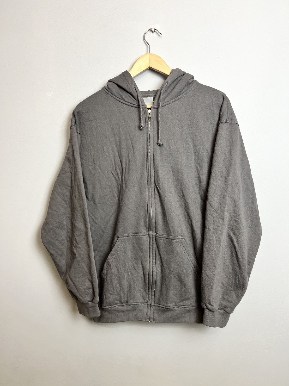 Vintage Rare 90s Vintage Washed Grey Blank Zip Hoodie Travis Vibe Size US M / EU 48-50 / 2 - 1 Thumbnail