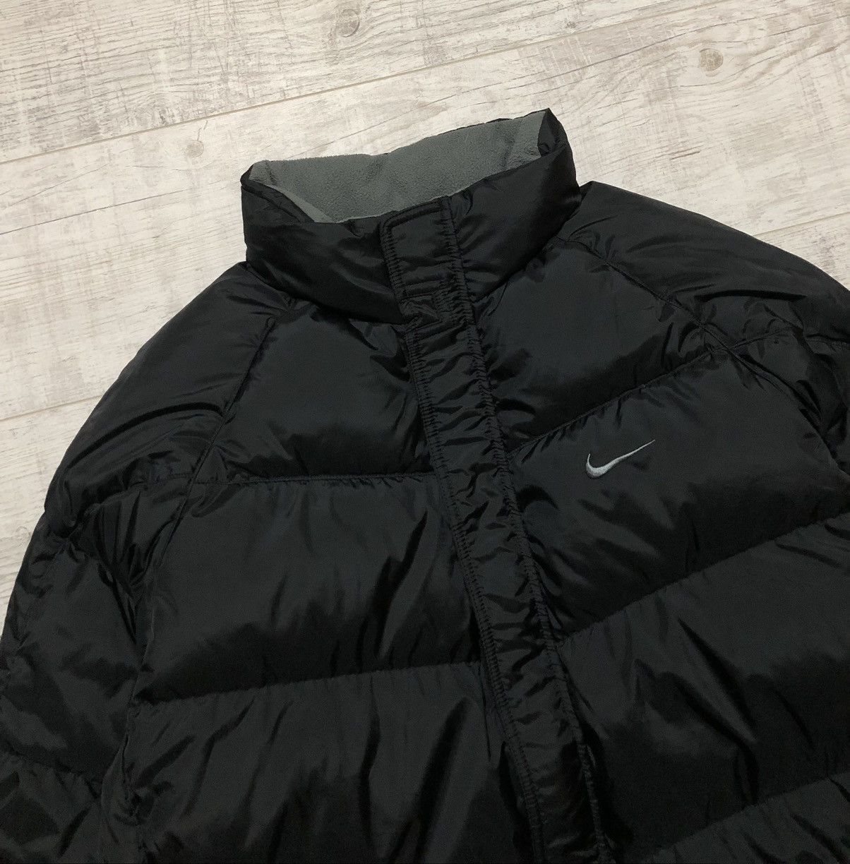 Nike × Vintage Vintage Y2K Nike Nylon Drill Black Puffer Jacket Size US XL / EU 56 / 4 - 5 Thumbnail