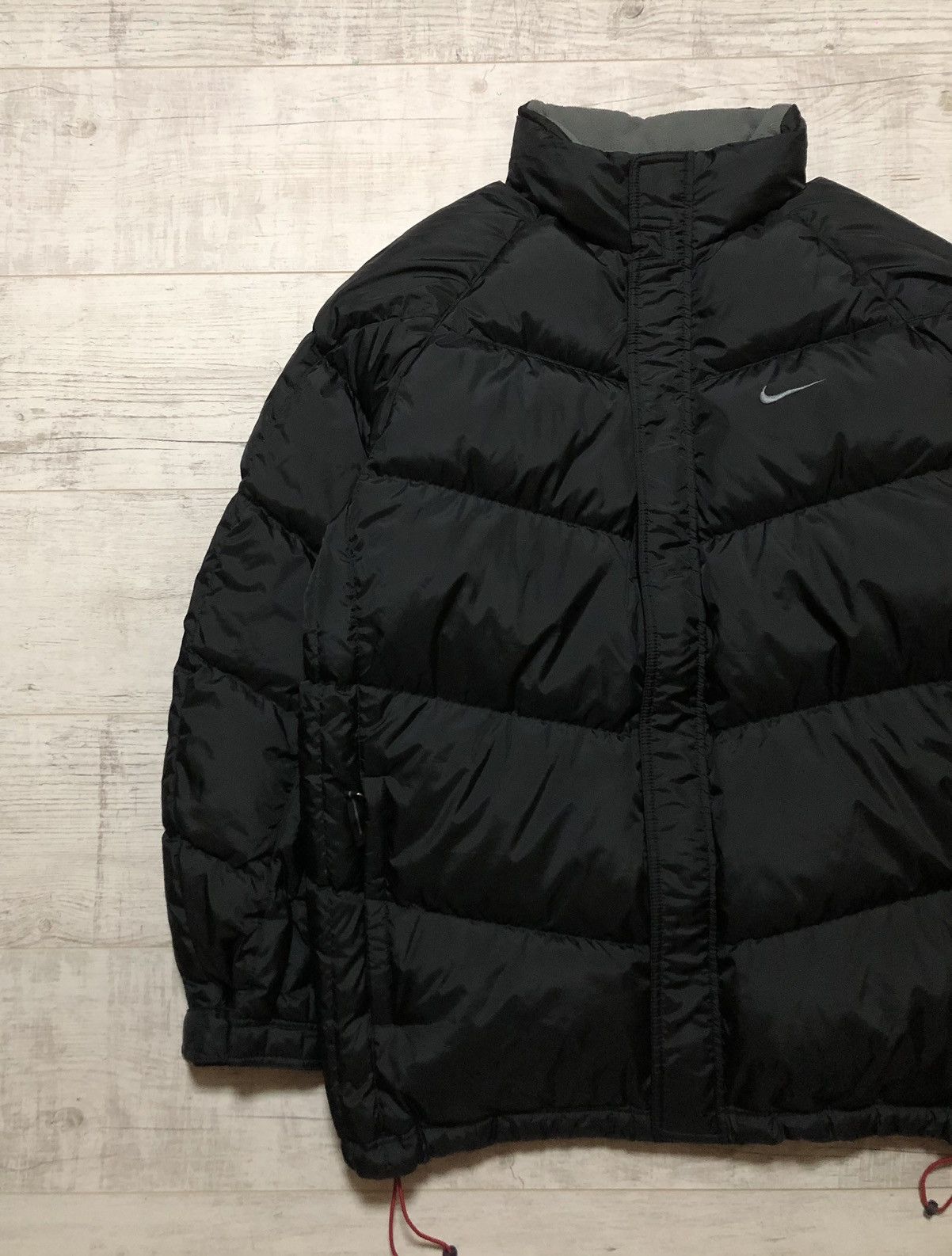 Nike × Vintage Vintage Y2K Nike Nylon Drill Black Puffer Jacket Size US XL / EU 56 / 4 - 4 Thumbnail