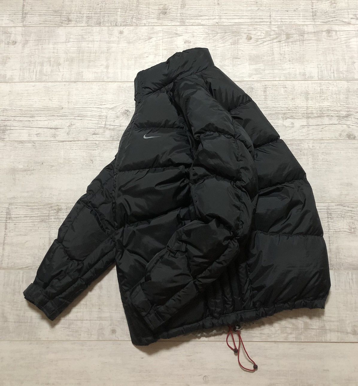 Nike × Vintage Vintage Y2K Nike Nylon Drill Black Puffer Jacket Size US XL / EU 56 / 4 - 3 Thumbnail