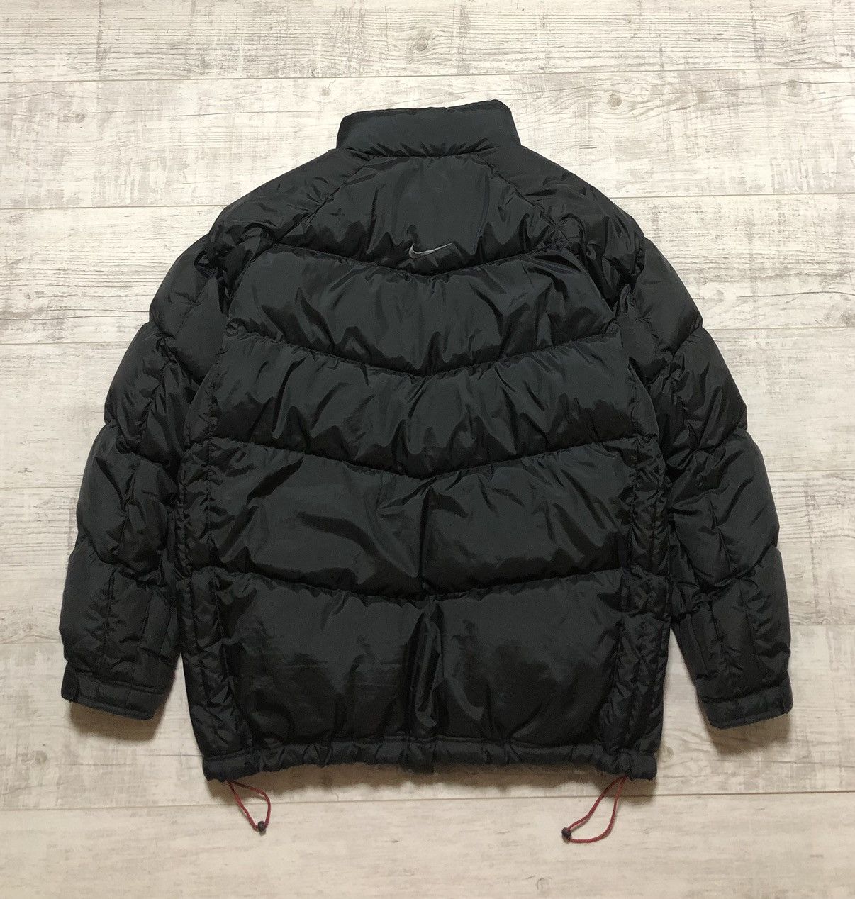 Nike × Vintage Vintage Y2K Nike Nylon Drill Black Puffer Jacket Size US XL / EU 56 / 4 - 2 Thumbnail