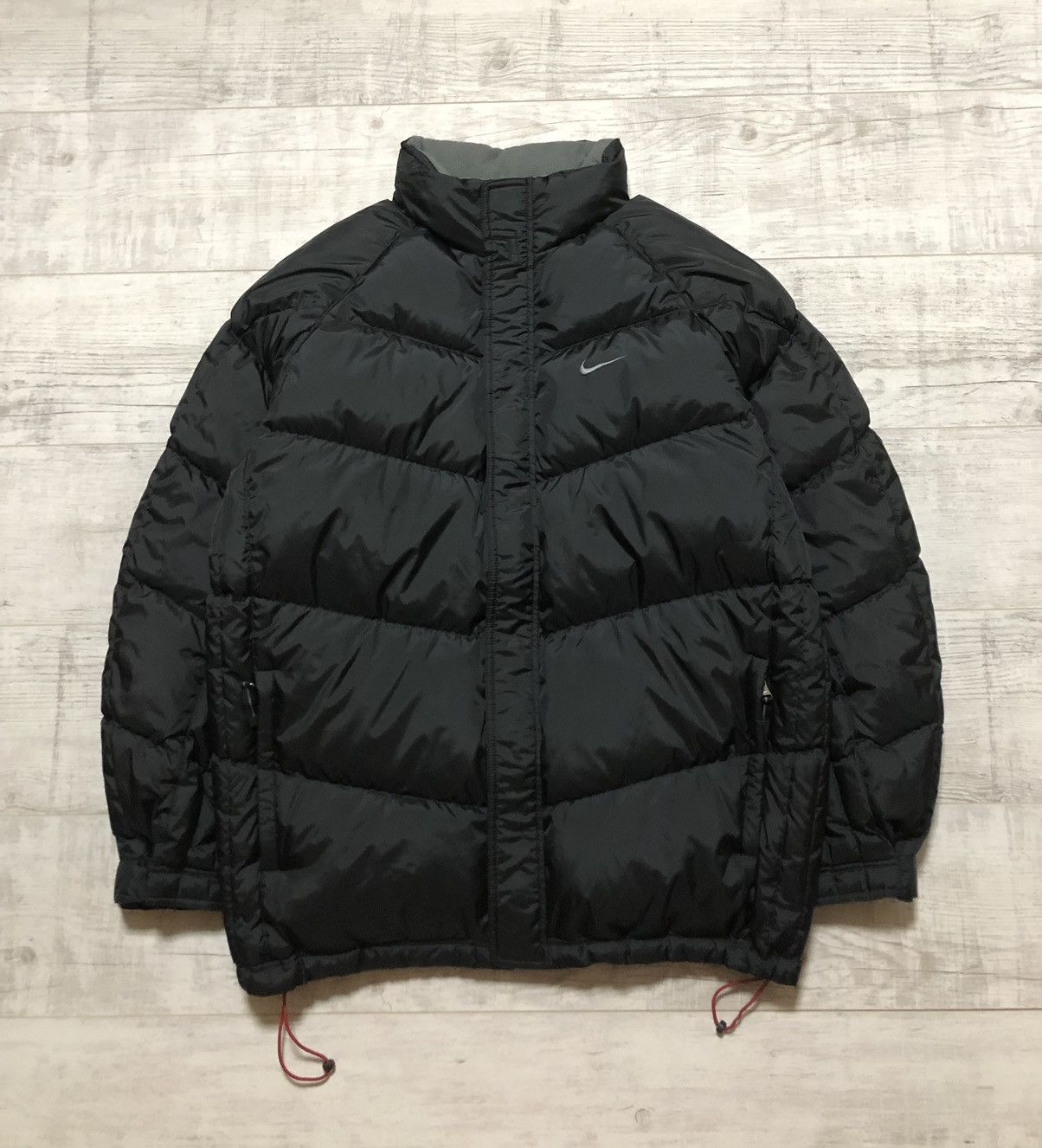 Nike × Vintage Vintage Y2K Nike Nylon Drill Black Puffer Jacket Size US XL / EU 56 / 4 - 1 Thumbnail