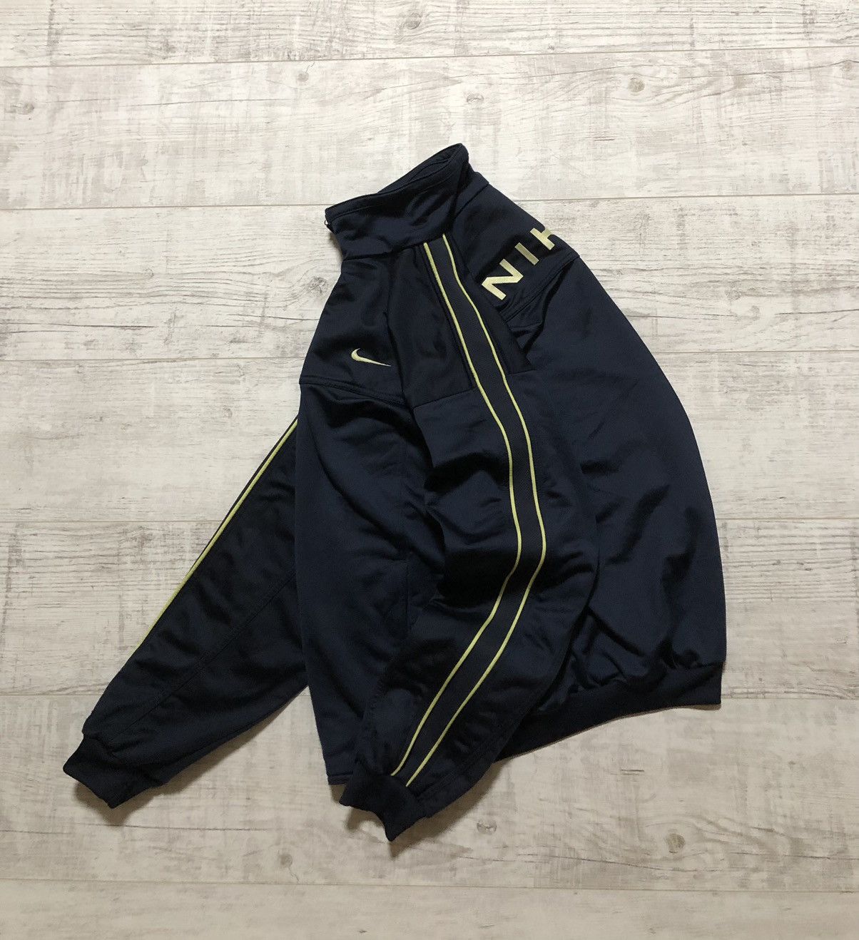 Pre-owned Nike X Vintage Y2k Nike Drill Big Embroidered Logo Track Jacket In Navy Blue