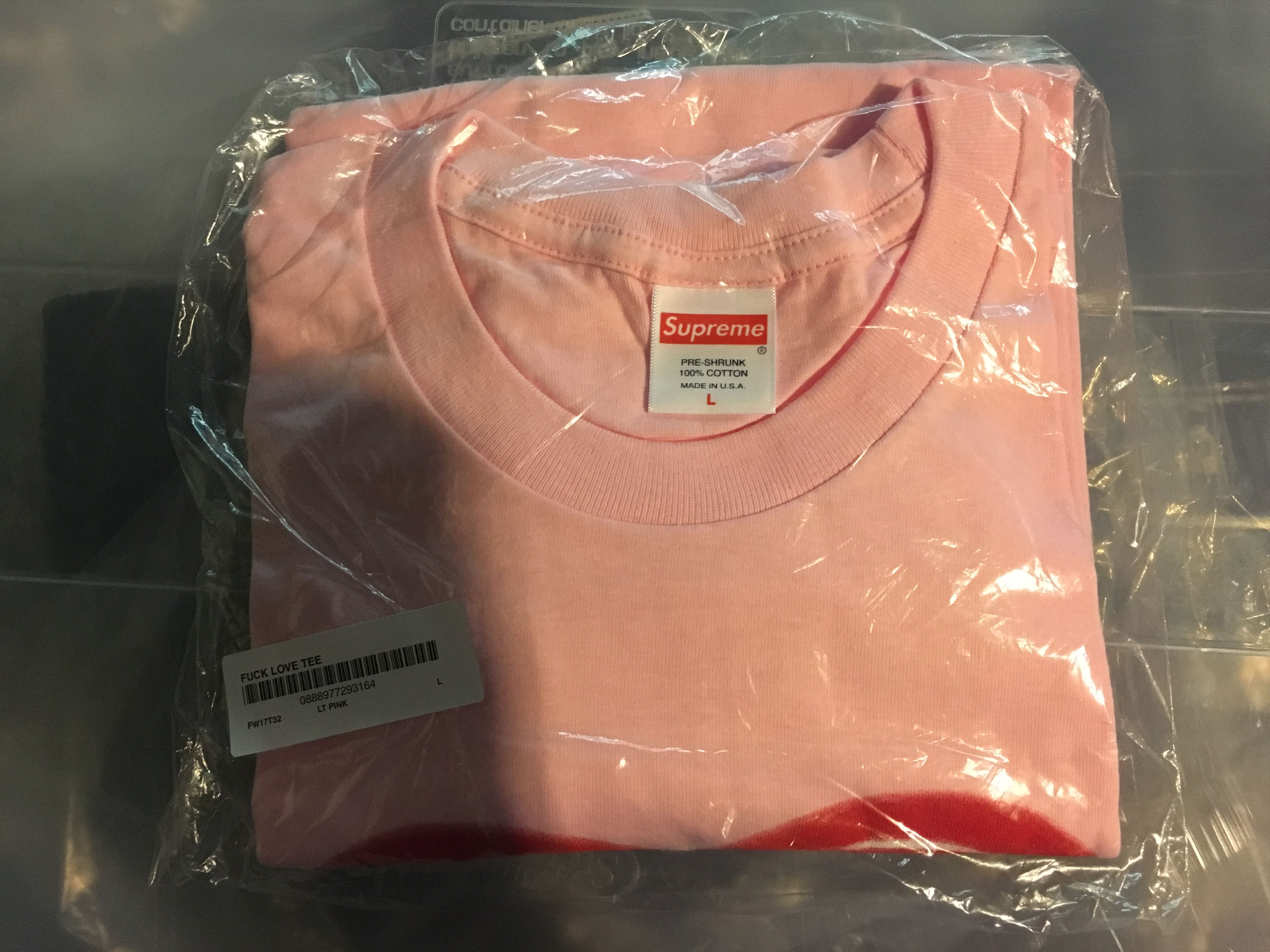 Supreme Fuck Love Tee Light Pink Large FW17