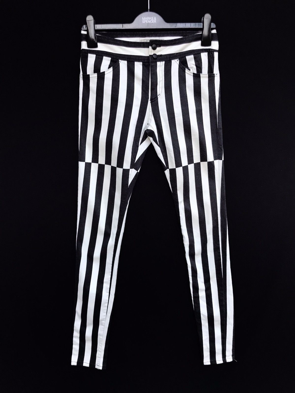 image of Aula Aila Stripes Border Pants Saint Laurent in Black White, Men's (Size 27)
