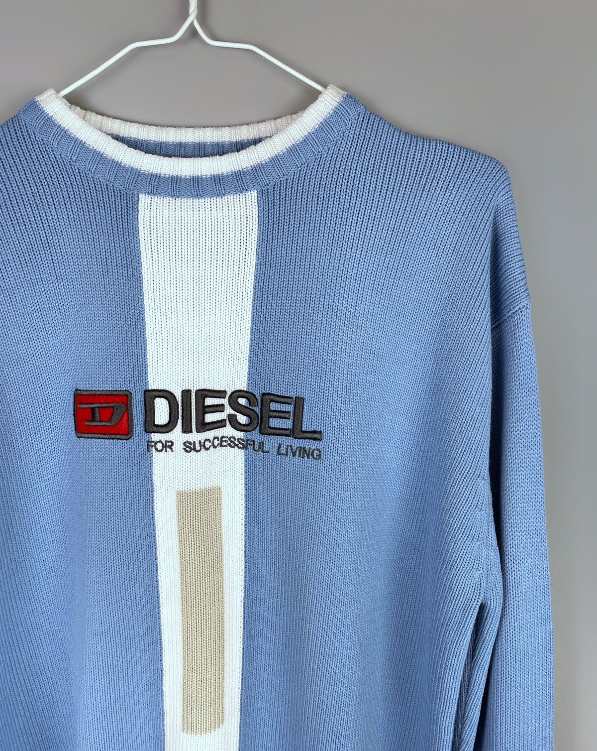 Diesel Vintage DIESEL Crew Neck Blue Knit Logo Sweater Size L Size US L / EU 52-54 / 3 - 2 Thumbnail
