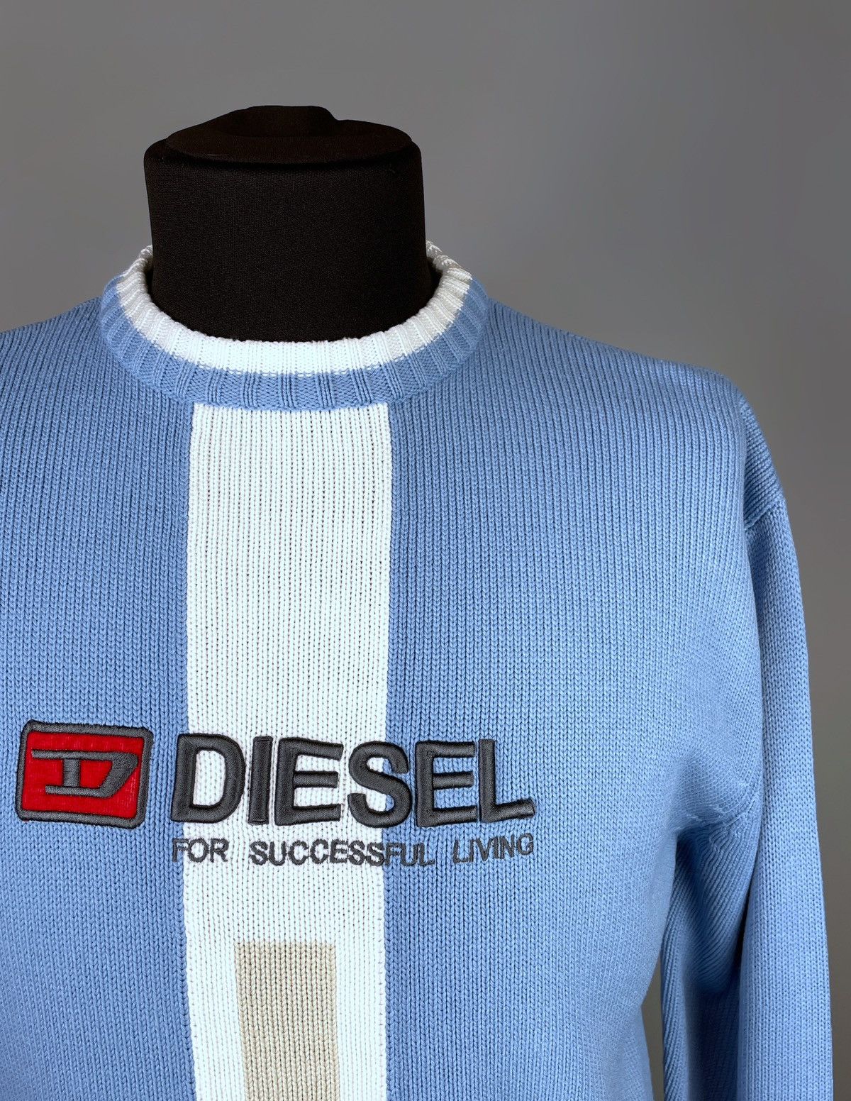 Diesel Vintage DIESEL Crew Neck Blue Knit Logo Sweater Size L Size US L / EU 52-54 / 3 - 4 Thumbnail