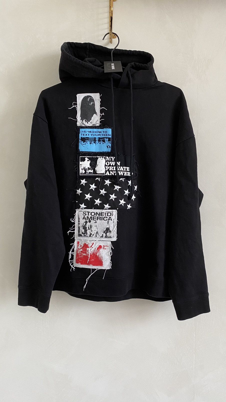 Raf Simons/ SS20 oversized hoodie with patches & pins