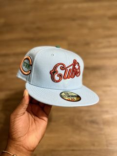 New Era Fitted Hat 7 1/4 MLB Club Chicago Cubs Exclusive Script Grail PB&J  Pin