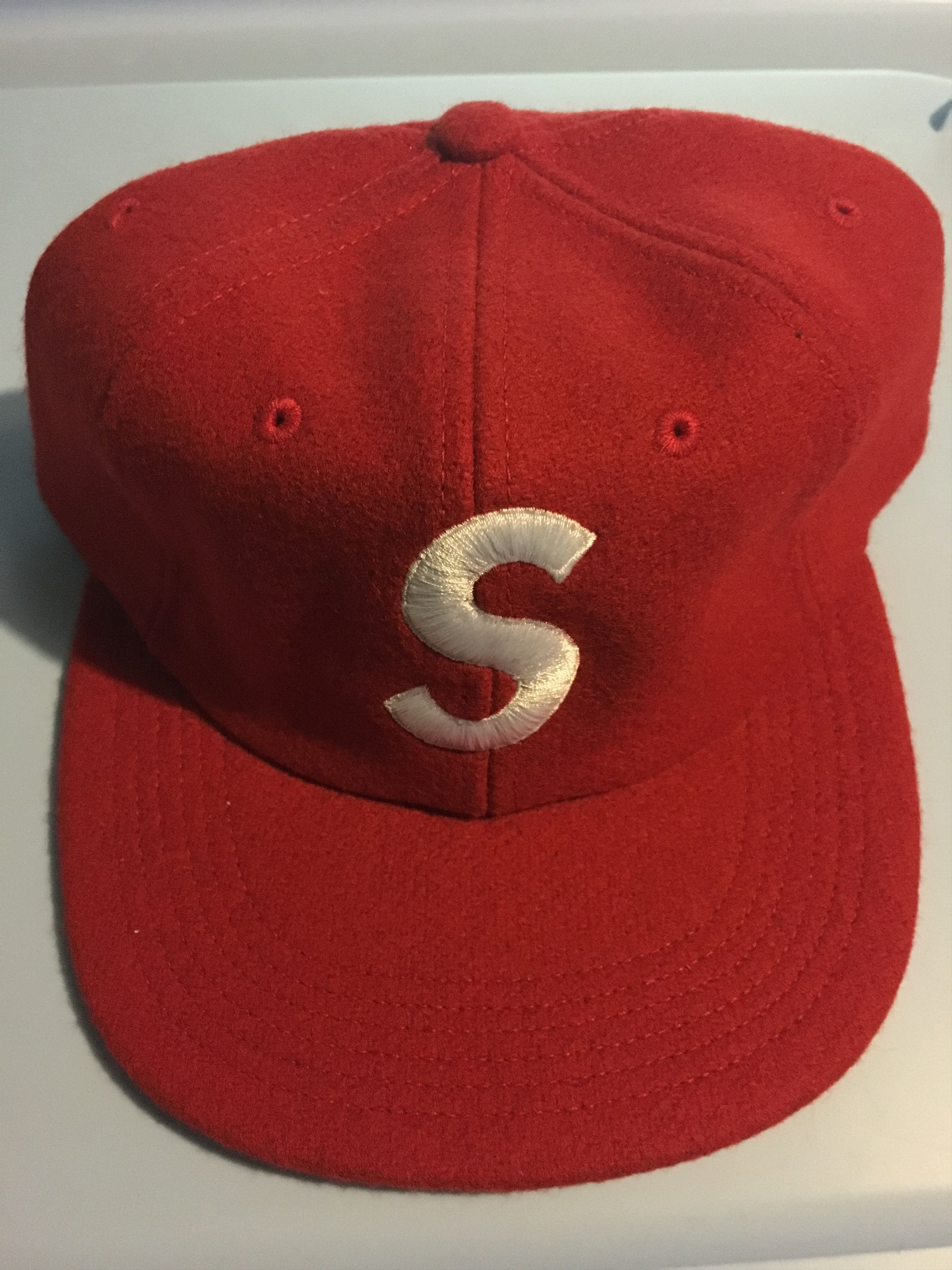 image of Supreme S Logo 6 Panel Cap Red Fw15, Men's