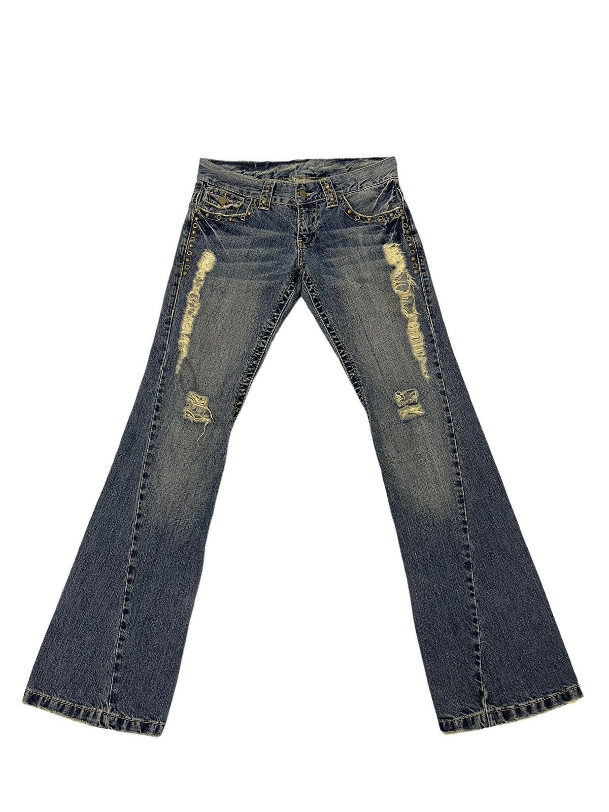 Tornado Mart Flare Jeans Tornado Mart Gothic Distress Boot Cut Denim 4🟦9 Size US 32 / EU 48 - 2 Thumbnail