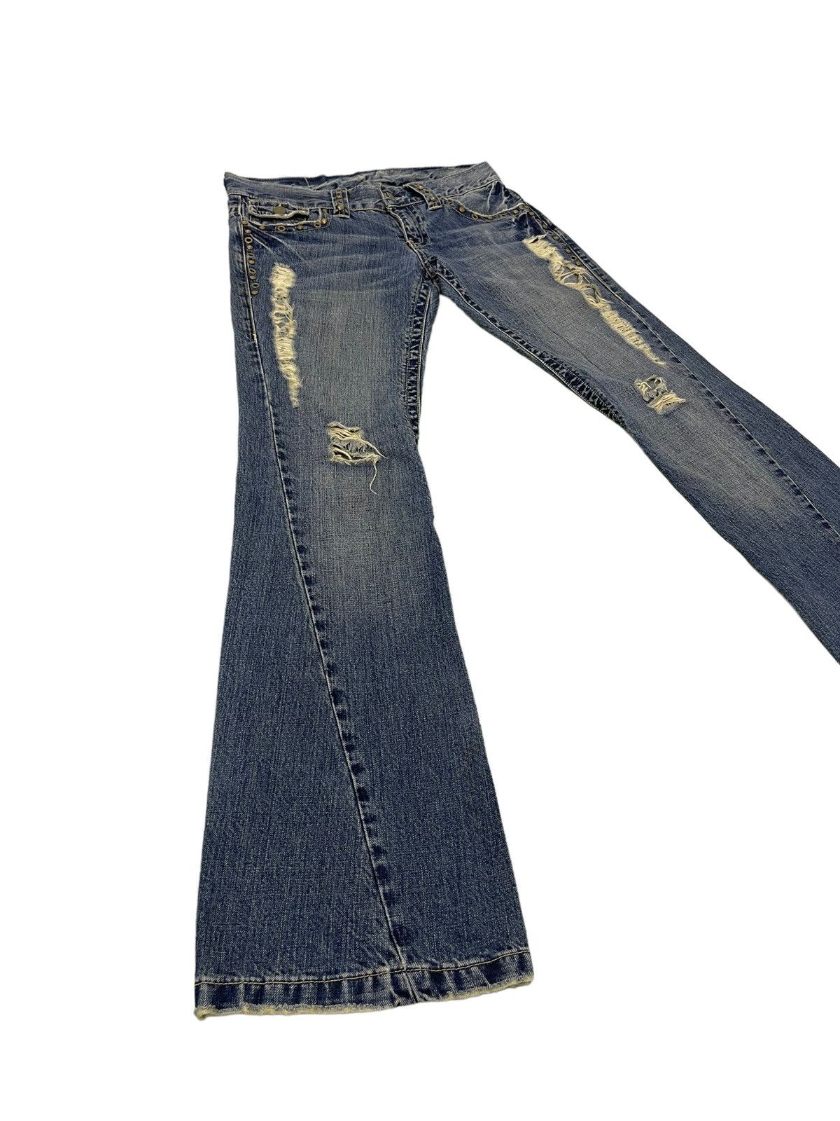 Tornado Mart Flare Jeans Tornado Mart Gothic Distress Boot Cut Denim 4🟦9 Size US 32 / EU 48 - 1 Thumbnail