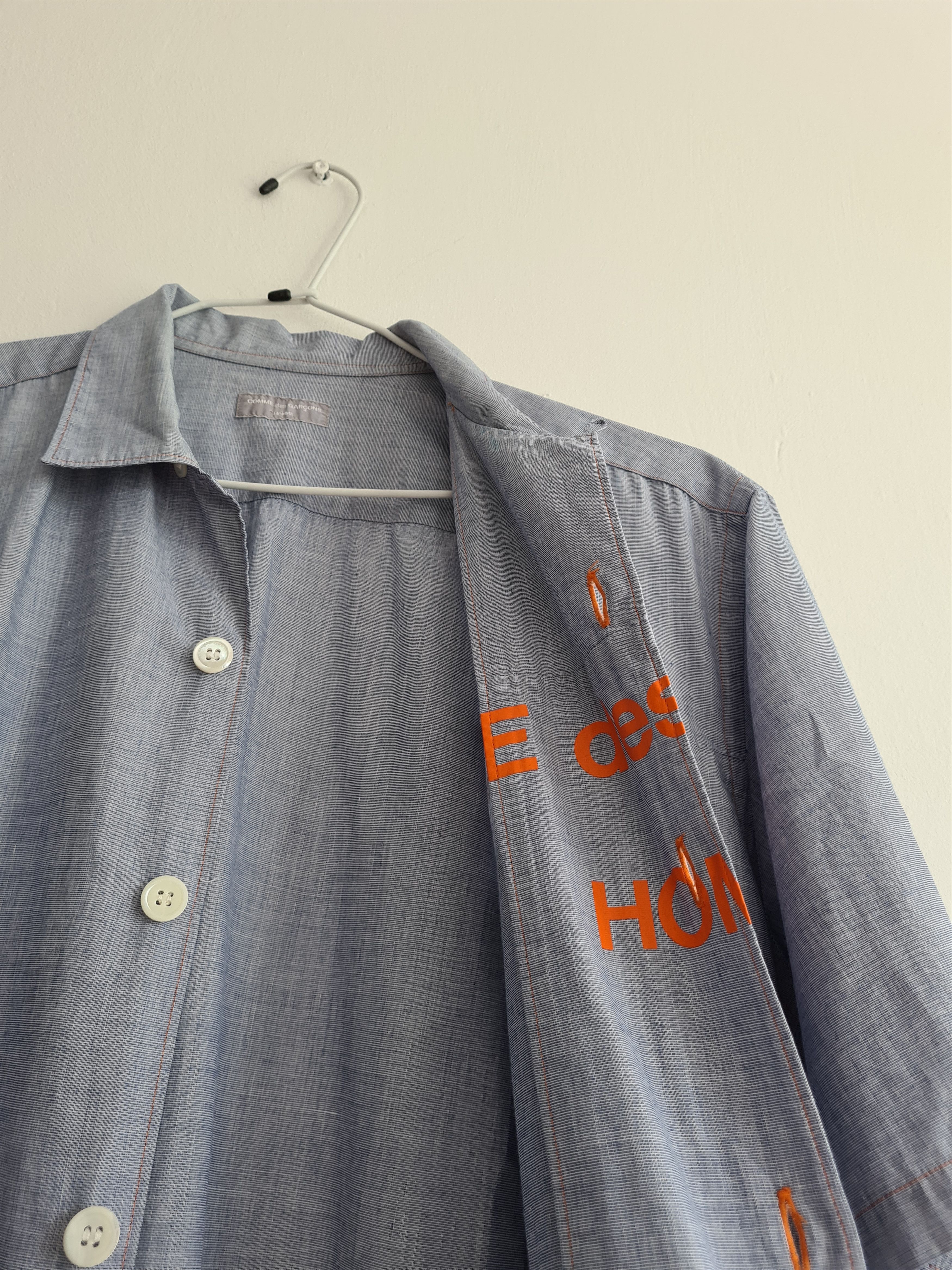 Comme des Garcons Homme [OS] Split Logo Camp Collar Shirt (FW01) Size US M / EU 48-50 / 2 - 7 Thumbnail