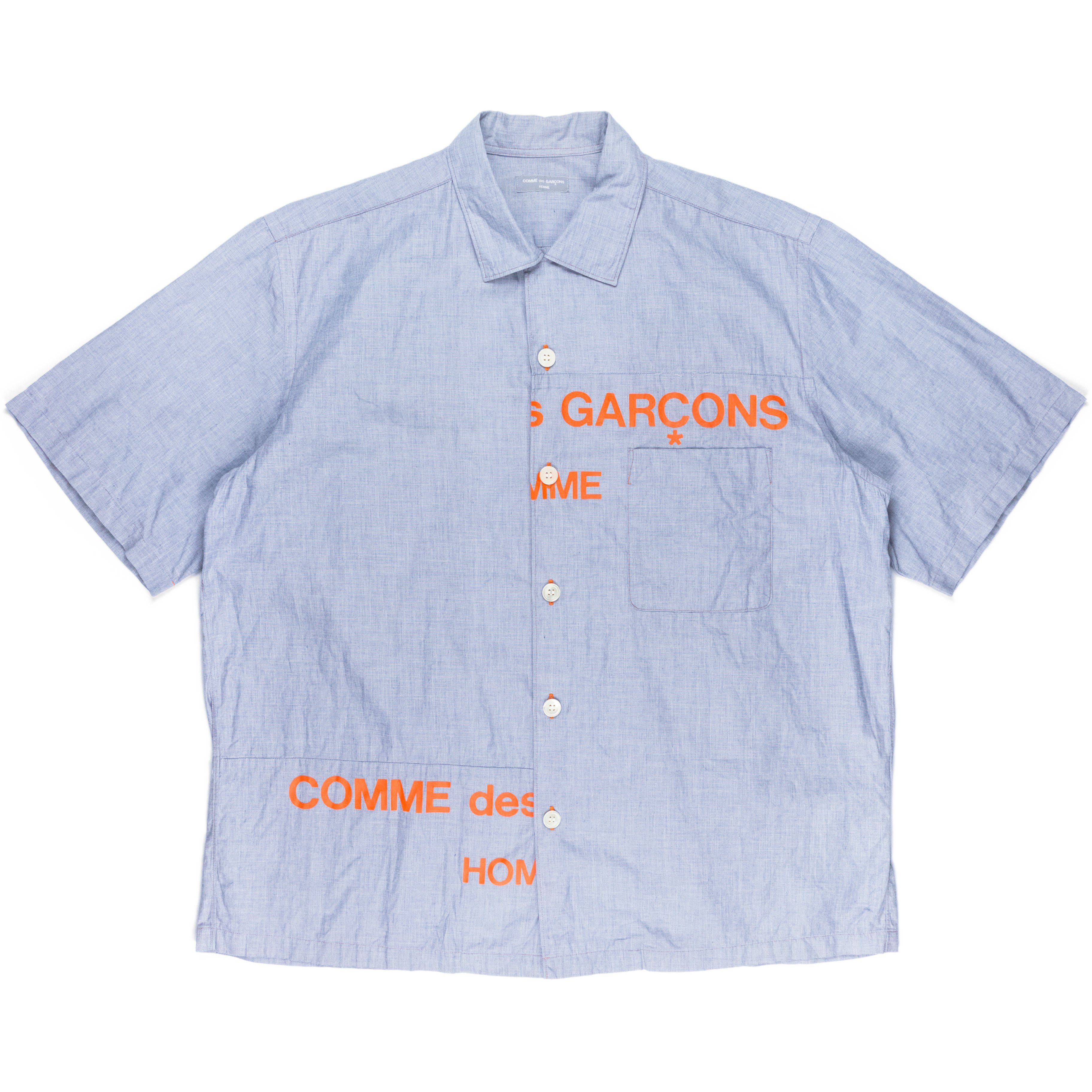 Comme des Garcons Homme [OS] Split Logo Camp Collar Shirt (FW01) Size US M / EU 48-50 / 2 - 13 Thumbnail