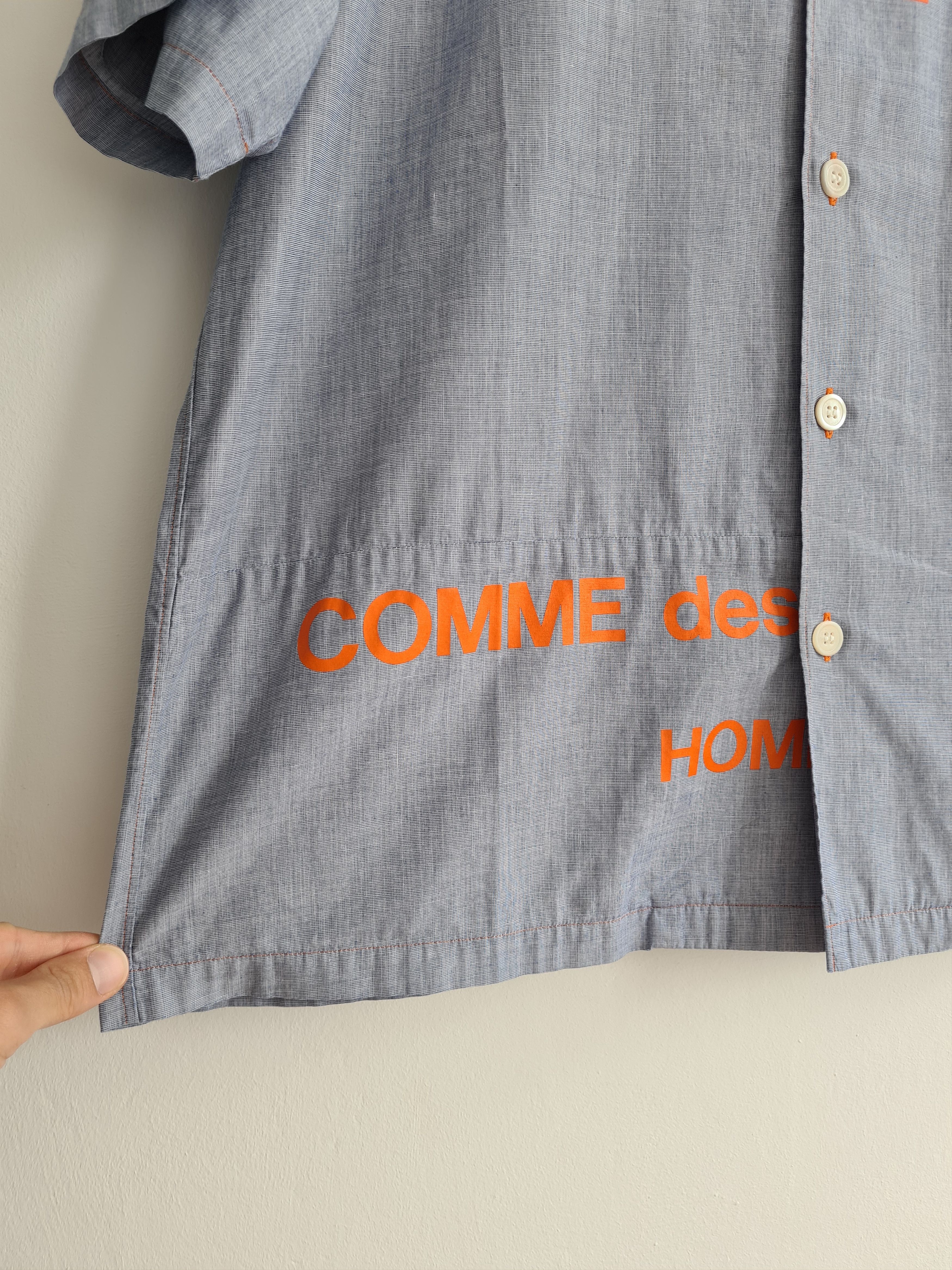 Comme des Garcons Homme [OS] Split Logo Camp Collar Shirt (FW01) Size US M / EU 48-50 / 2 - 2 Thumbnail