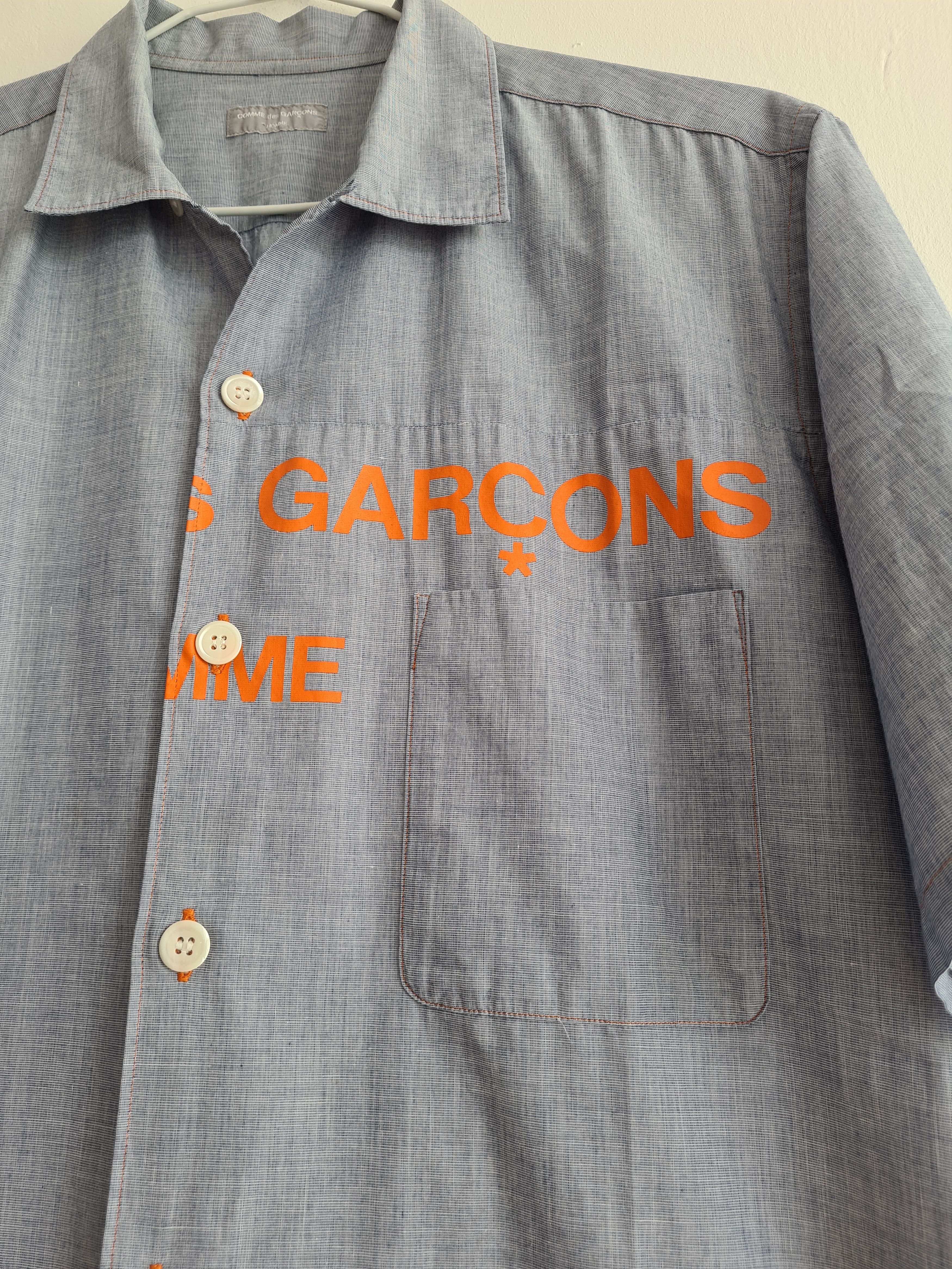 Comme des Garcons Homme [OS] Split Logo Camp Collar Shirt (FW01) Size US M / EU 48-50 / 2 - 3 Thumbnail