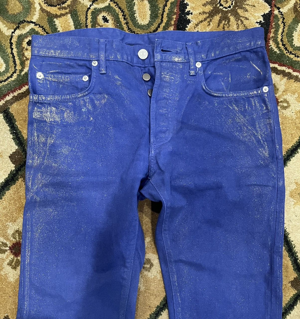Christian Dior Monsieur × Dior Dior Homme SSO9 'Planisphère' Luster Gold Wax Denim Size US 29 - 3 Thumbnail